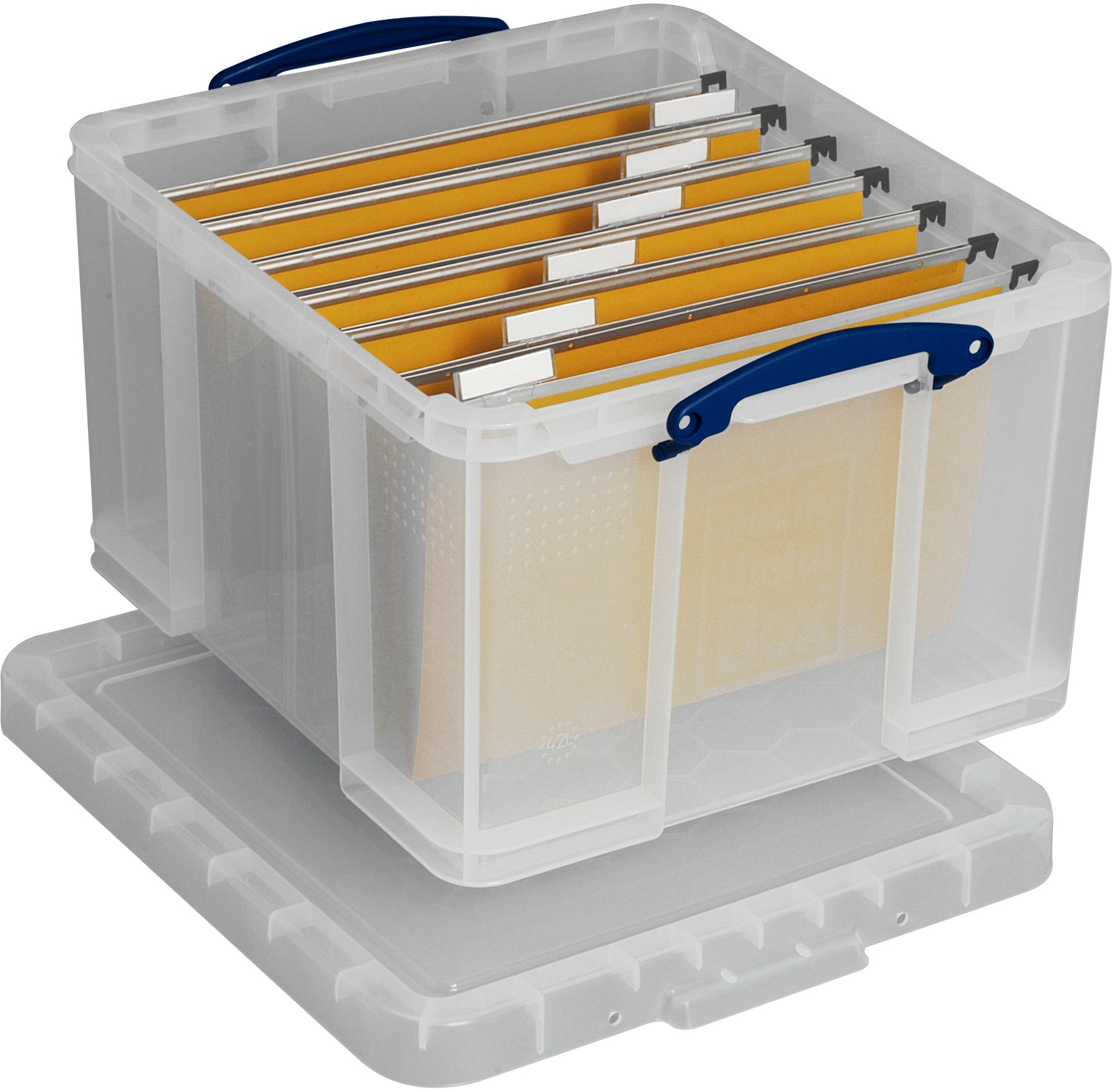 Usefulbox Aufbewahrungsbox 42 l – B 460 × H 310 × T 520 mm, stapelbar, mit Bügelverschluss, mit Tragegriff, transparent