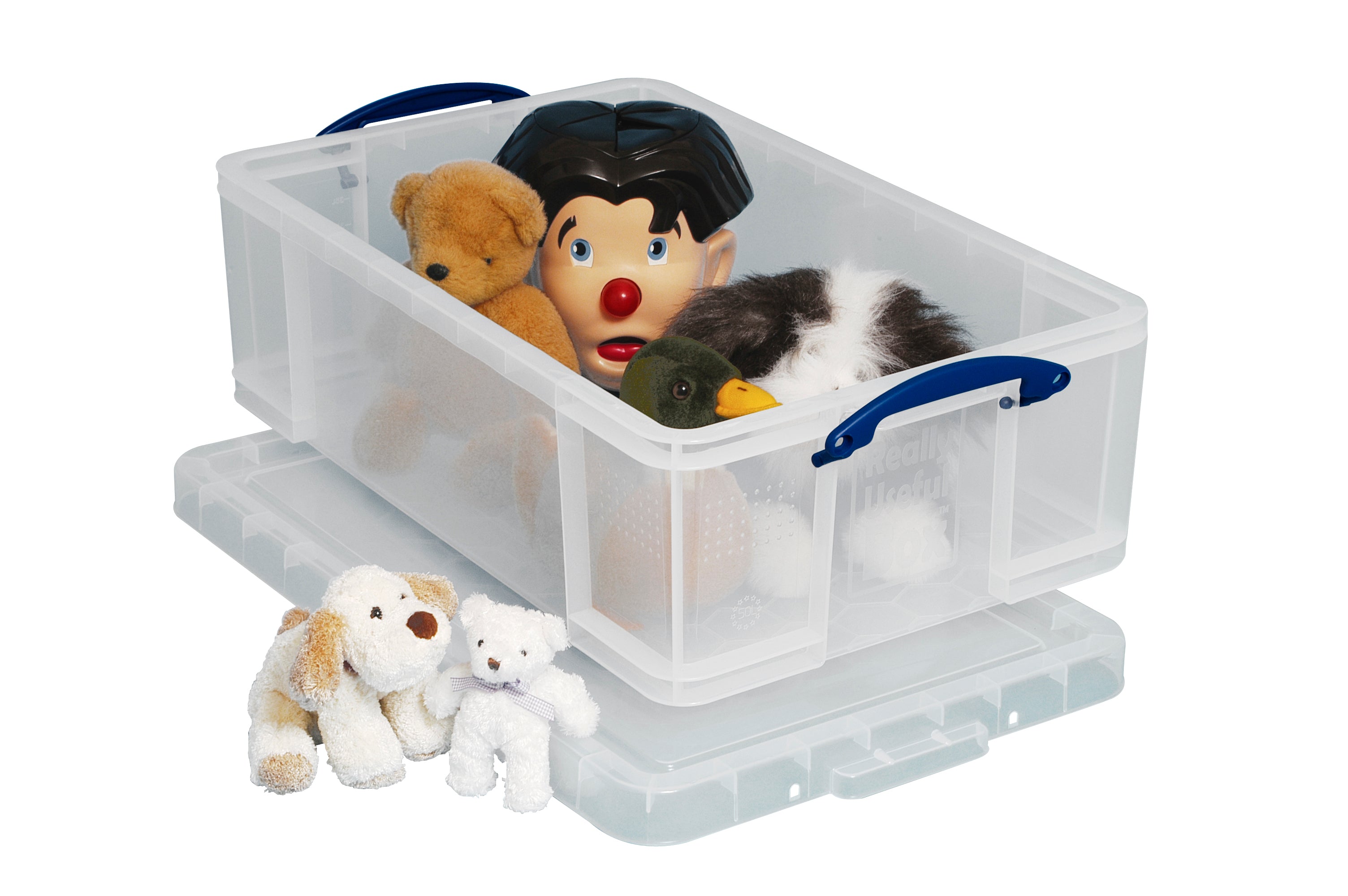 Usefulbox Aufbewahrungsbox 50 l – Polypropylen – Transparent (stapelbar, mit Verriegelung) – 435 × 225 × 710 mm