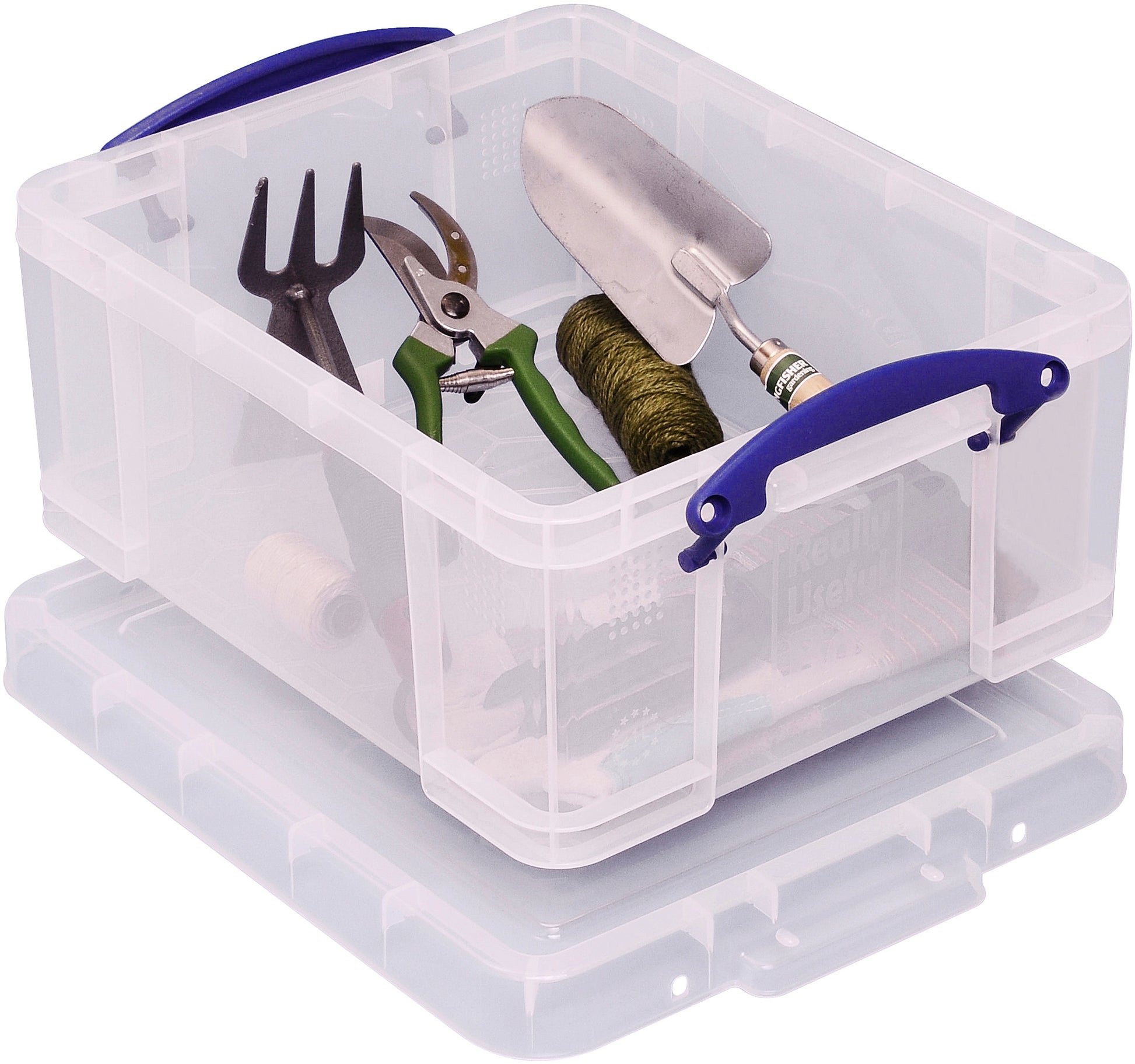 Usefulbox Aufbewahrungsbox B 350 × H 200 × T 415 mm – mit Deckel, stapelbar, mit Tragegriff, transparent, PP