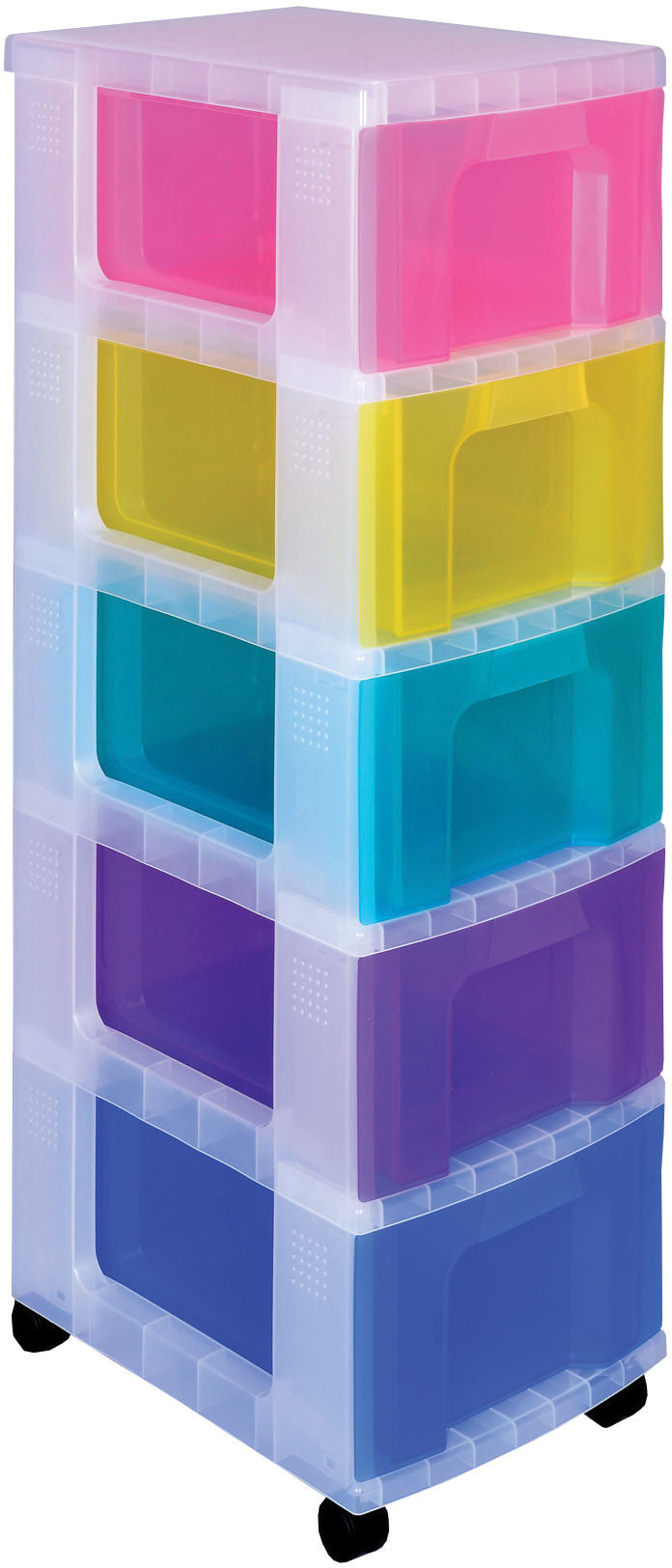 Usefulbox Really Useful Box Schubladenturm 5 Schubladen – mit Rollen – 440 × 310 × 930 mm