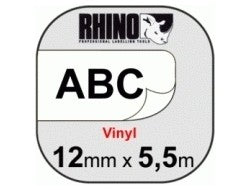 DYMO Schriftband – 12 mm × 5,5 m, weiss, schwarz – für DYMO Rhino: 3000, 4200, 5000 und weitere