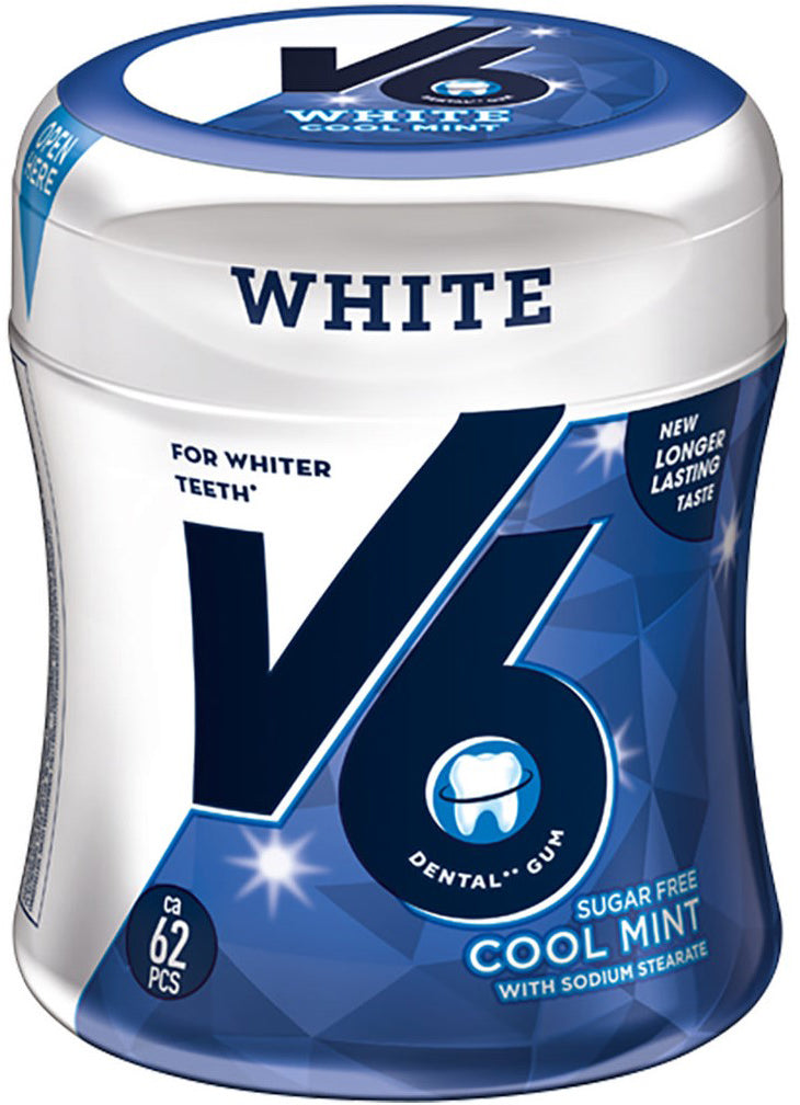 V6 Kaugummi – White Cool Mint, zuckerfrei – 112 g