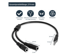 StarTech.com 3,5-mm-Splitterkabel – 3,5-mm-Klinkenstecker zu 2× 3,5-mm-Klinkenbuchsen – 0,2 m