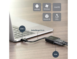 StarTech.com Adapter USB-C zu VGA – 1920 × 1200, USB 3.2 Gen 1 (5 Gbit/s), 0,14 m, Schwarz