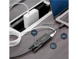 StarTech.com USB-C zu VGA Adapter – 2048 × 1280 @ 60 Hz, 0,102 m, 60 W PD-Passthrough – Schwarz