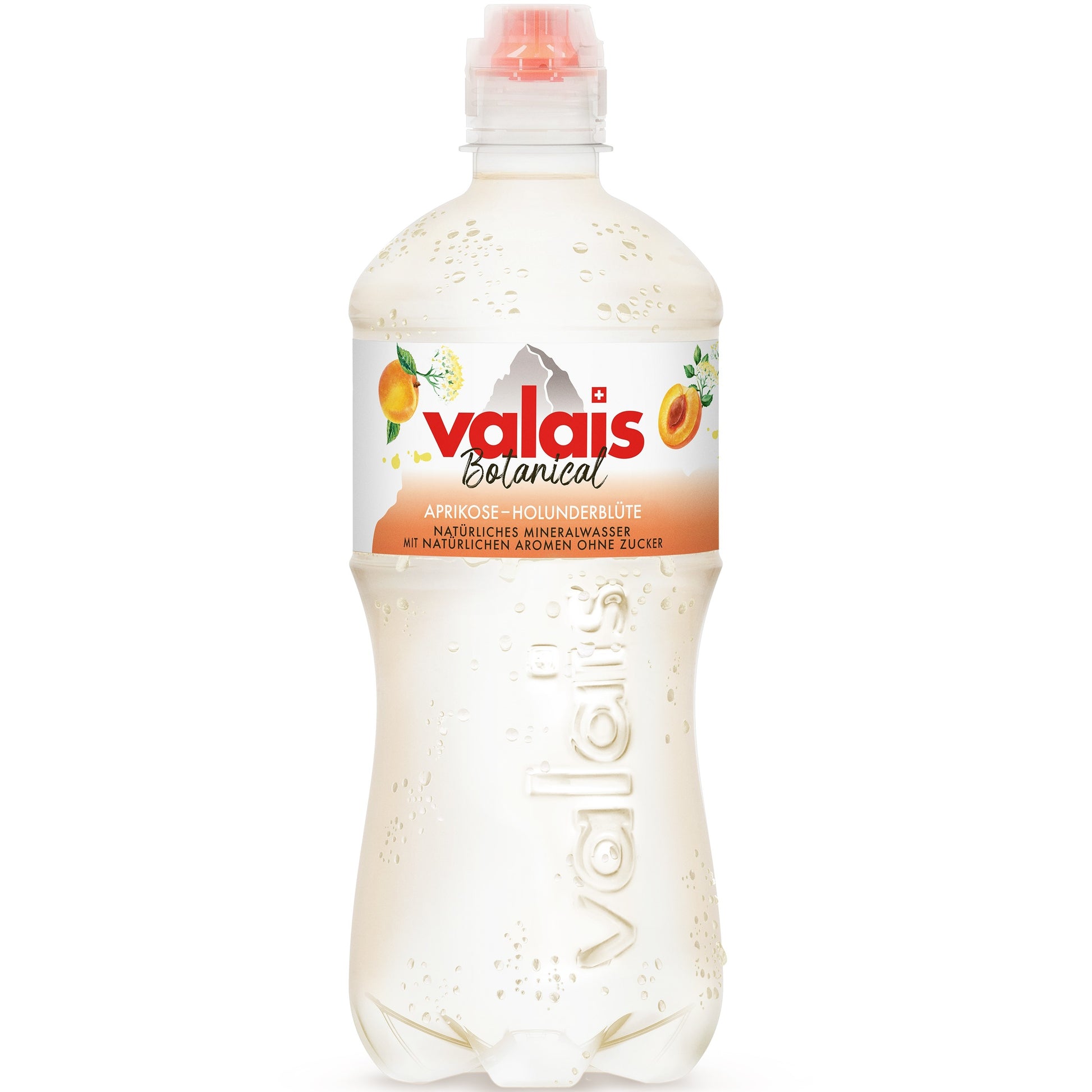 Valais Aromatisiertes Wasser Botanical, Aprikose & Holunder, zuckerfrei – 7,5 dl