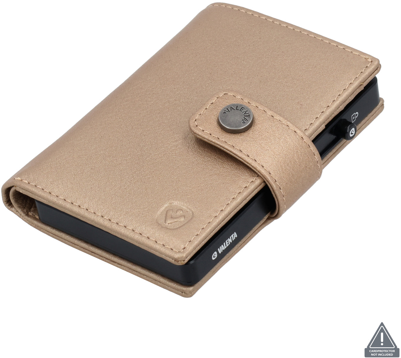 Valenta Kartenetui Leder 588904 – Kartenhalter/Portemonnaie – für MagSafe – Luxe Metallic Sand