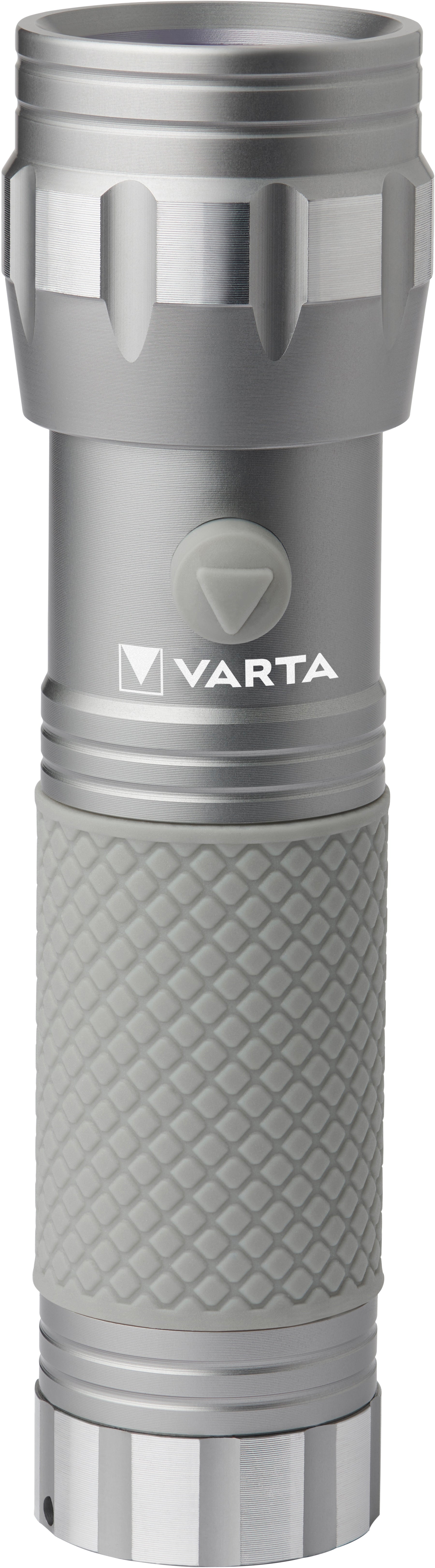 Varta Taschenlampe 15638 101 421 – UV-LED, 400 nm, 4,8 m Reichweite, 3×AAA, 8,5 h Laufzeit – Silber