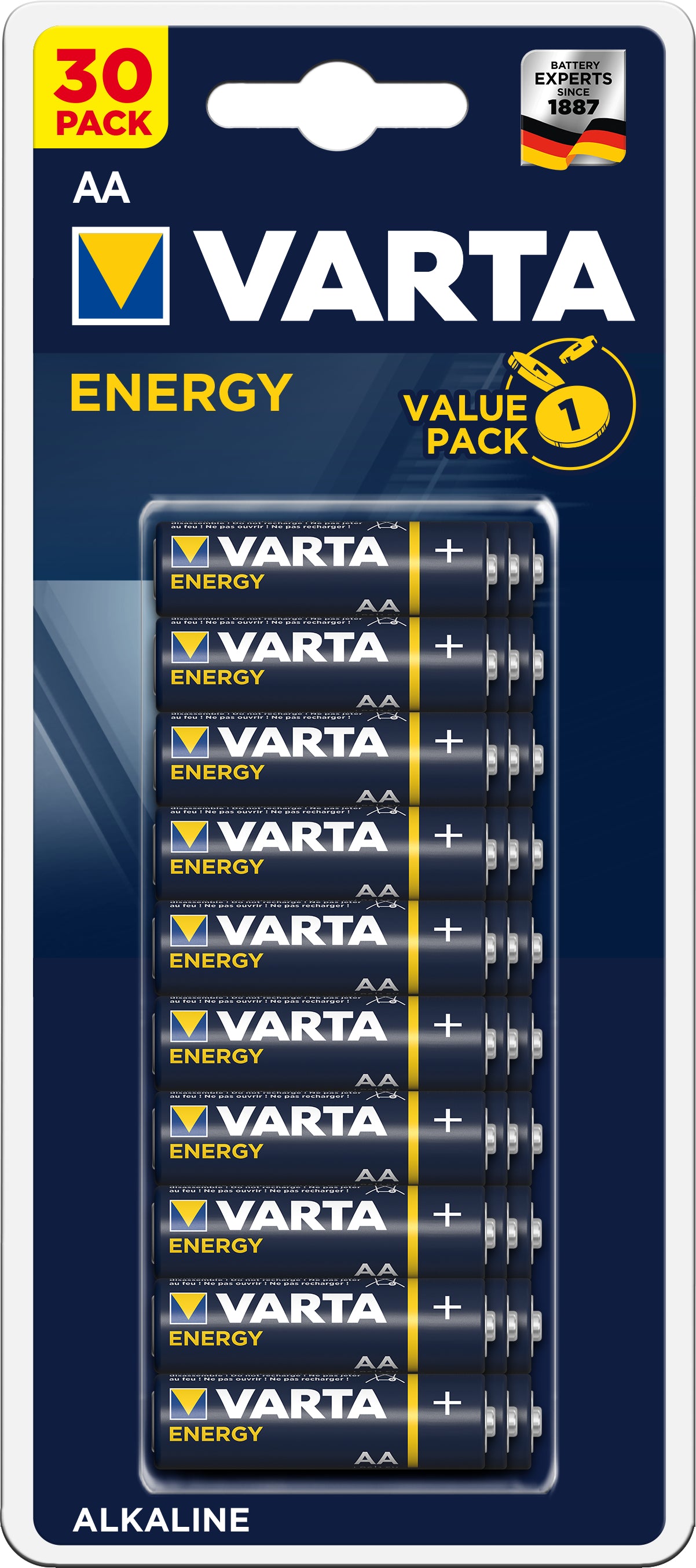 Varta AA Batterien, Alkaline, 1,5 V – 30 Stk.