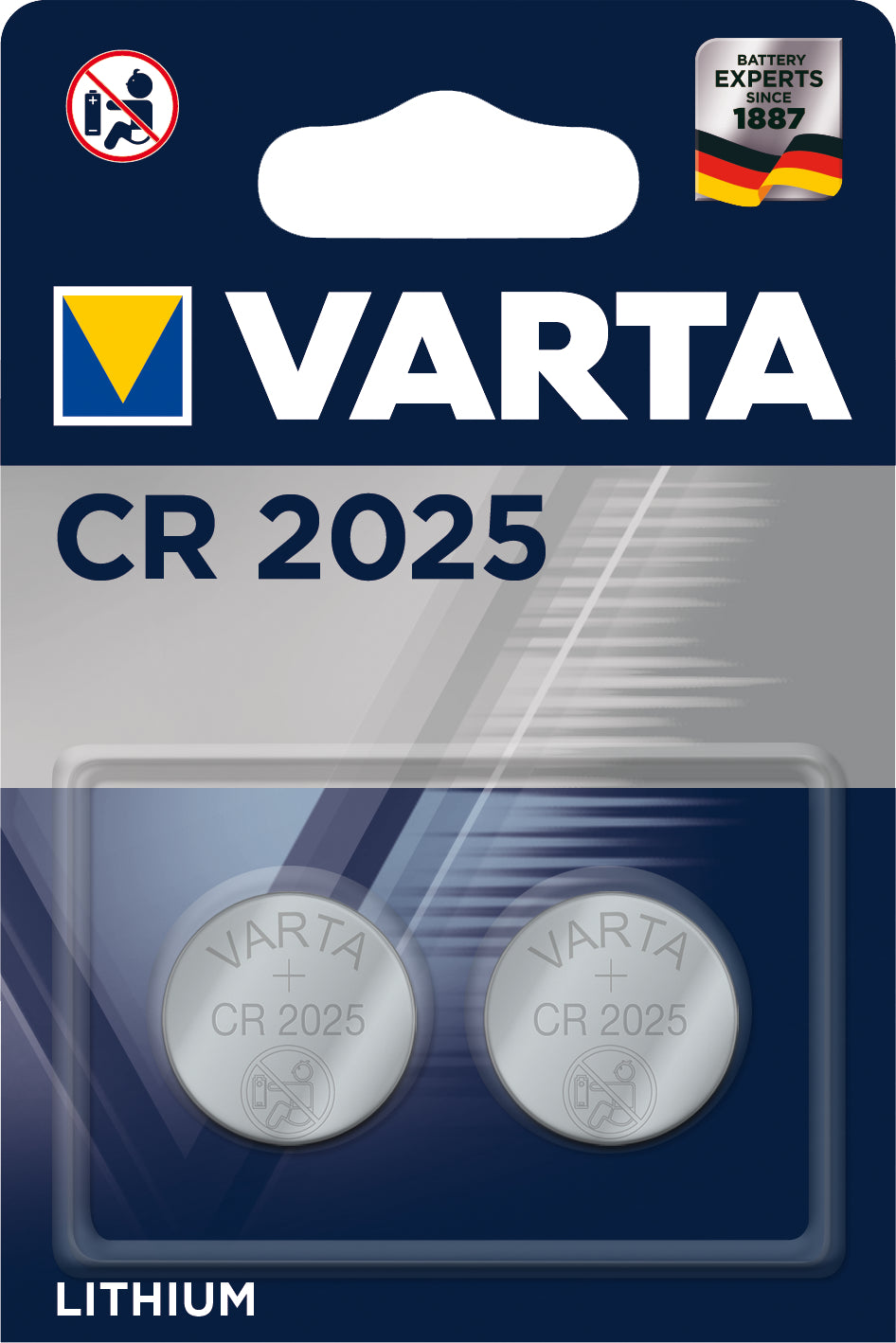 Varta Knopfzellen CR2025, Lithium, 3 V – 2 Stk.