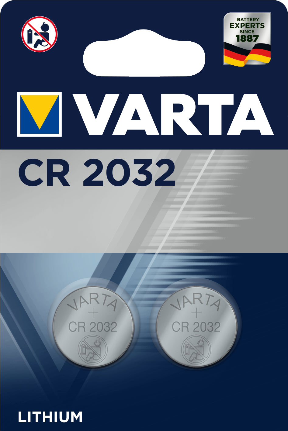 Varta Knopfzellen CR2032, Lithium, 3 V – 2 Stk.