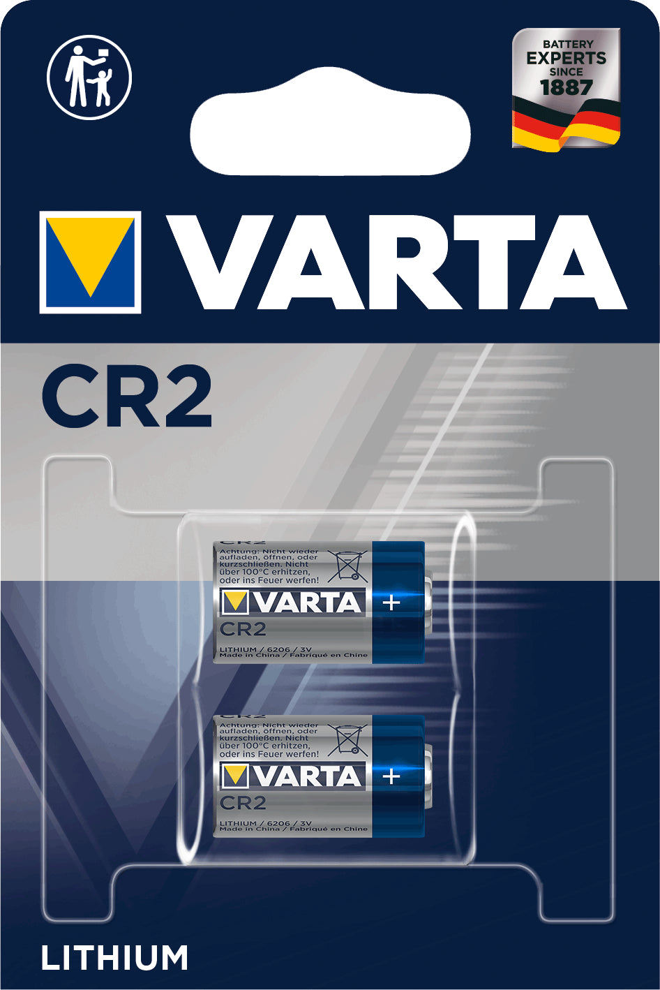 Varta CR2 Batterien, Lithium, 3 V – 2 Stk.