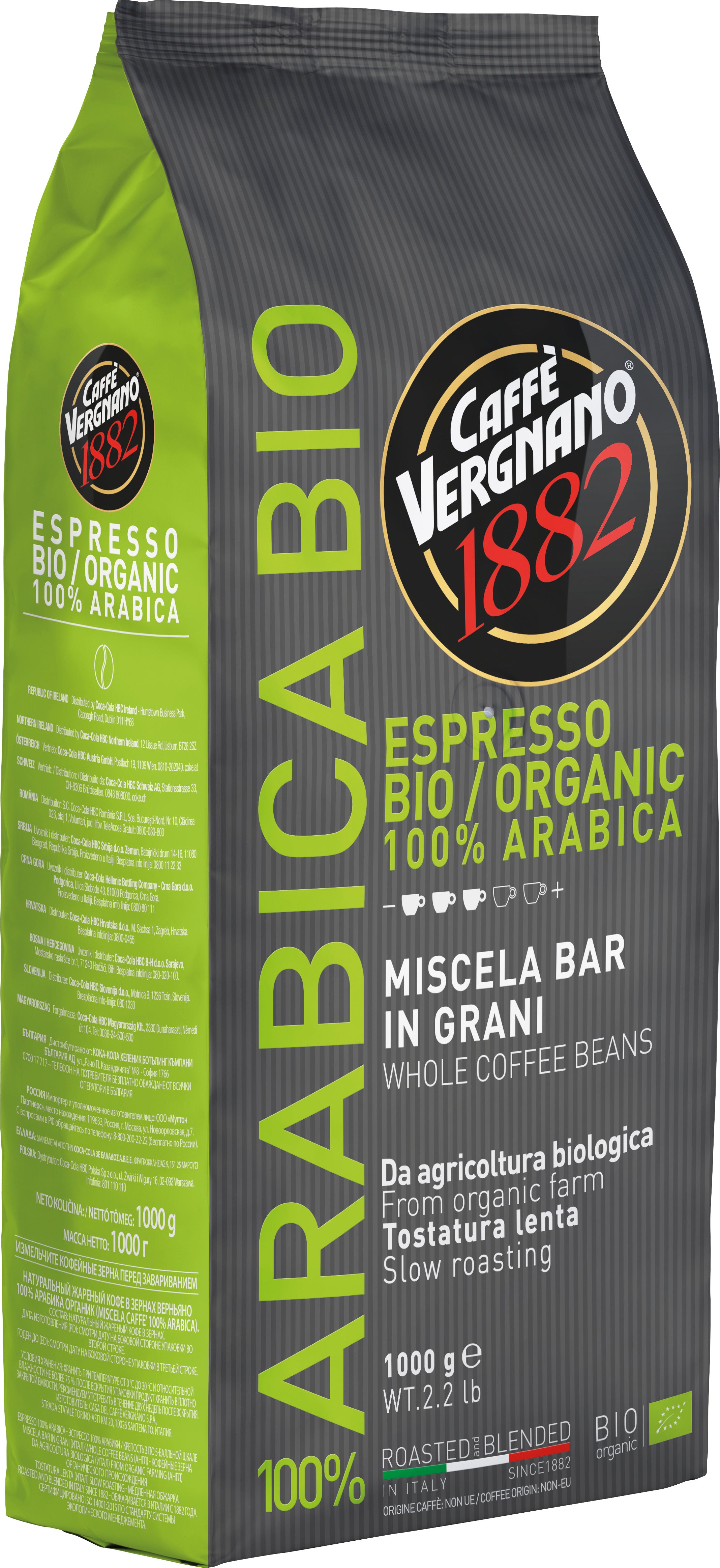 Vergnano Espresso Arabica – Bohnenkaffee – Bio, 100% Arabica, 1,03 kg