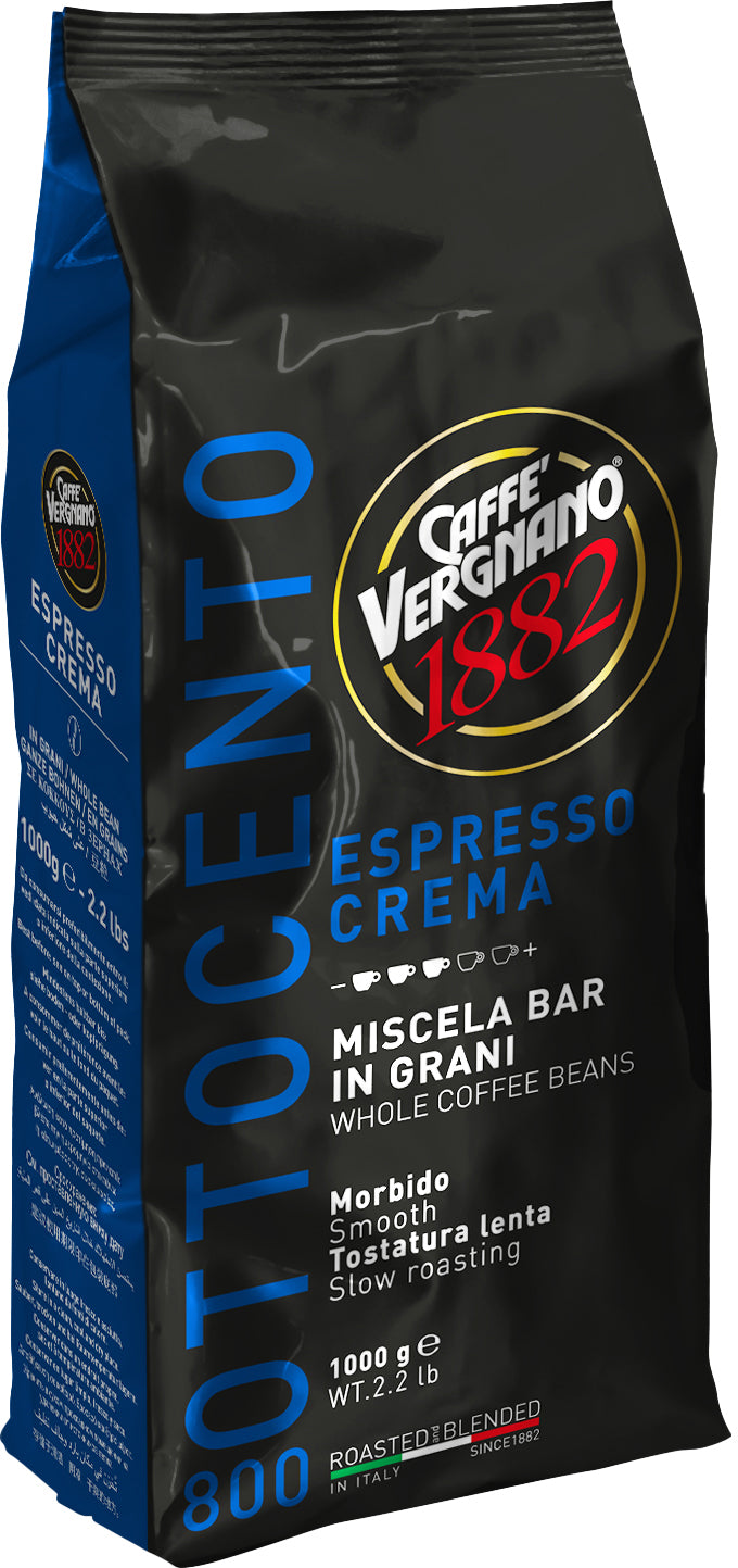 Vergnano Espresso Crema 800 – Bohnenkaffee – Arabica/Robusta, mittel, 1 kg
