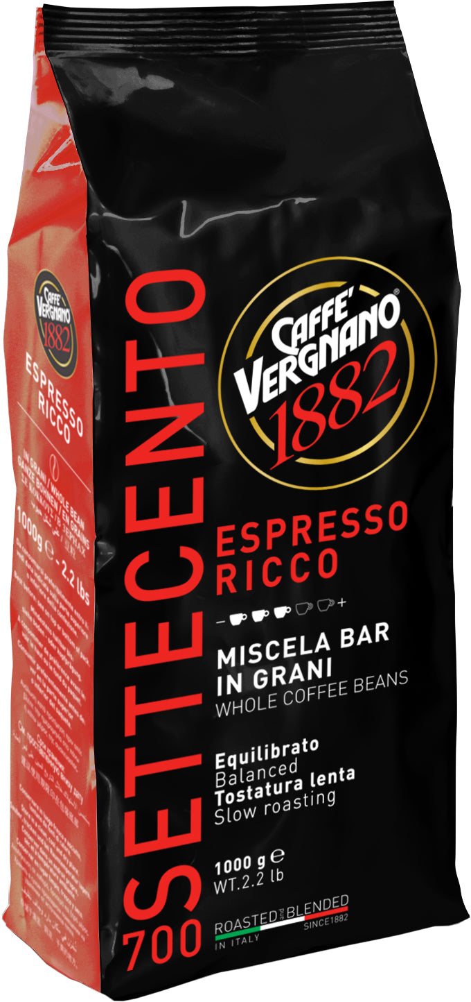 Vergnano Espresso Ricco 700 – Bohnenkaffee – Espresso, Arabica/Robusta, mittel, 1,028 kg
