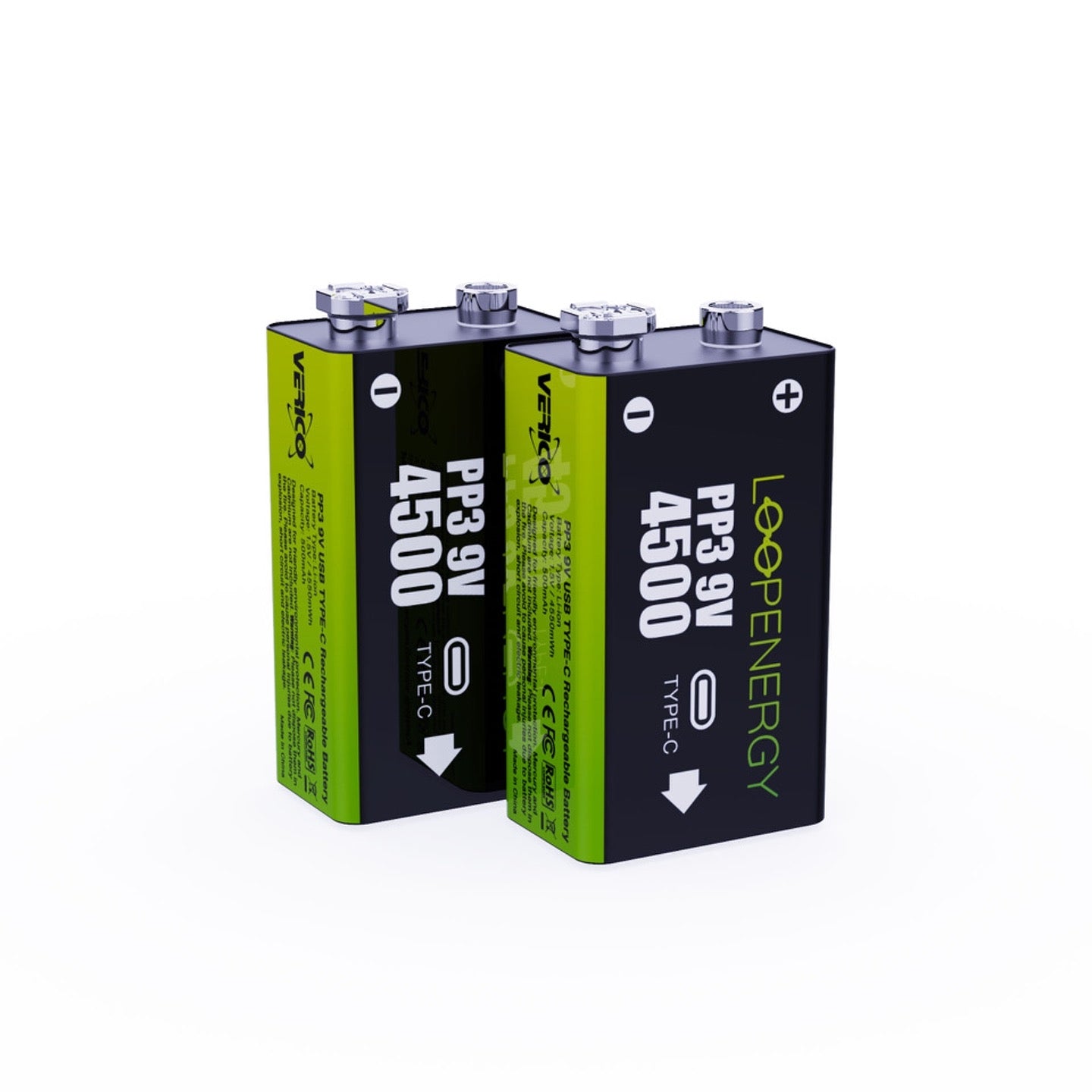 Verico 9V Akkus, Li-Ion, 500 mAh, 9 V – 2 Stk.