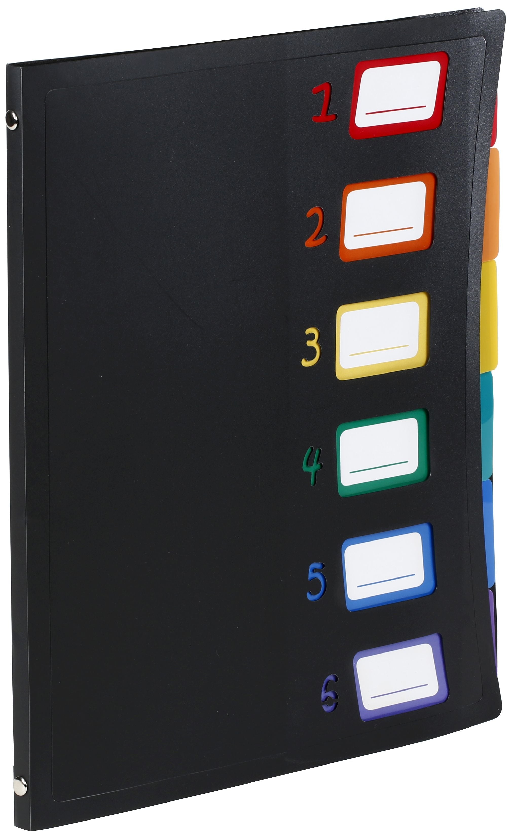 Viquel Fächermappe Rainbow Class A4 – 6 Fächer, Gummiband, Kunststoff, Schwarz/Bunt, Indexfenster