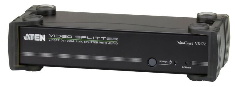 ATEN VS172 – DVI-Splitter – DVI-D DL, 3 Ausgänge, 2560×1600, 3,5 mm Audio – Schwarz, Metall