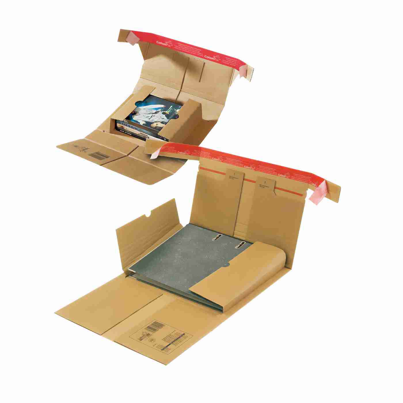 Colompac Versandverpackung – 320 × 320 × 60 mm, braun, Wellkarton, Aufreissband, höhenvariabel, selbstklebend – 1 Stk., ab 100 Stk.