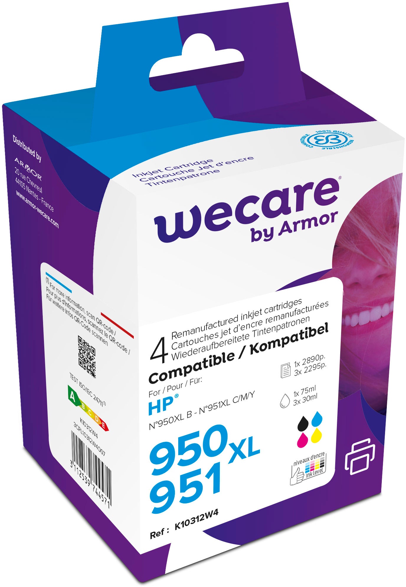 Wecare 950XL/951 Tintenpatronen-Multipack, Schwarz/Cyan/Magenta/Gelb (Kompatibel) – für HP OfficeJet Pro 8100