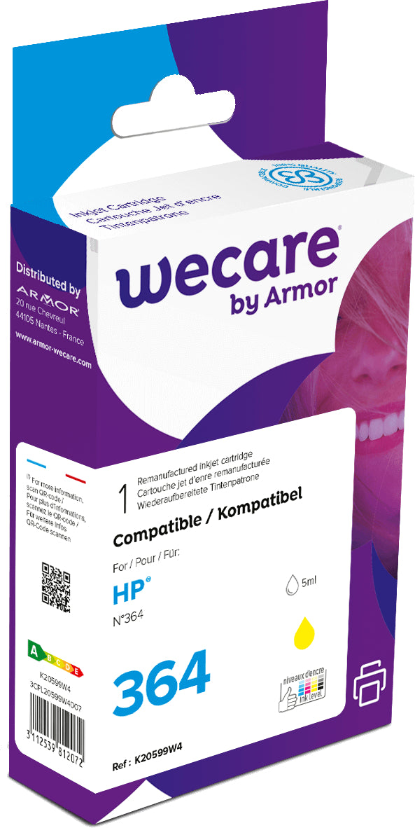 Wecare 364 Gelb Tintenpatrone (Kompatibel) – 5 ml – für HP Photosmart D5460 – CB320EE