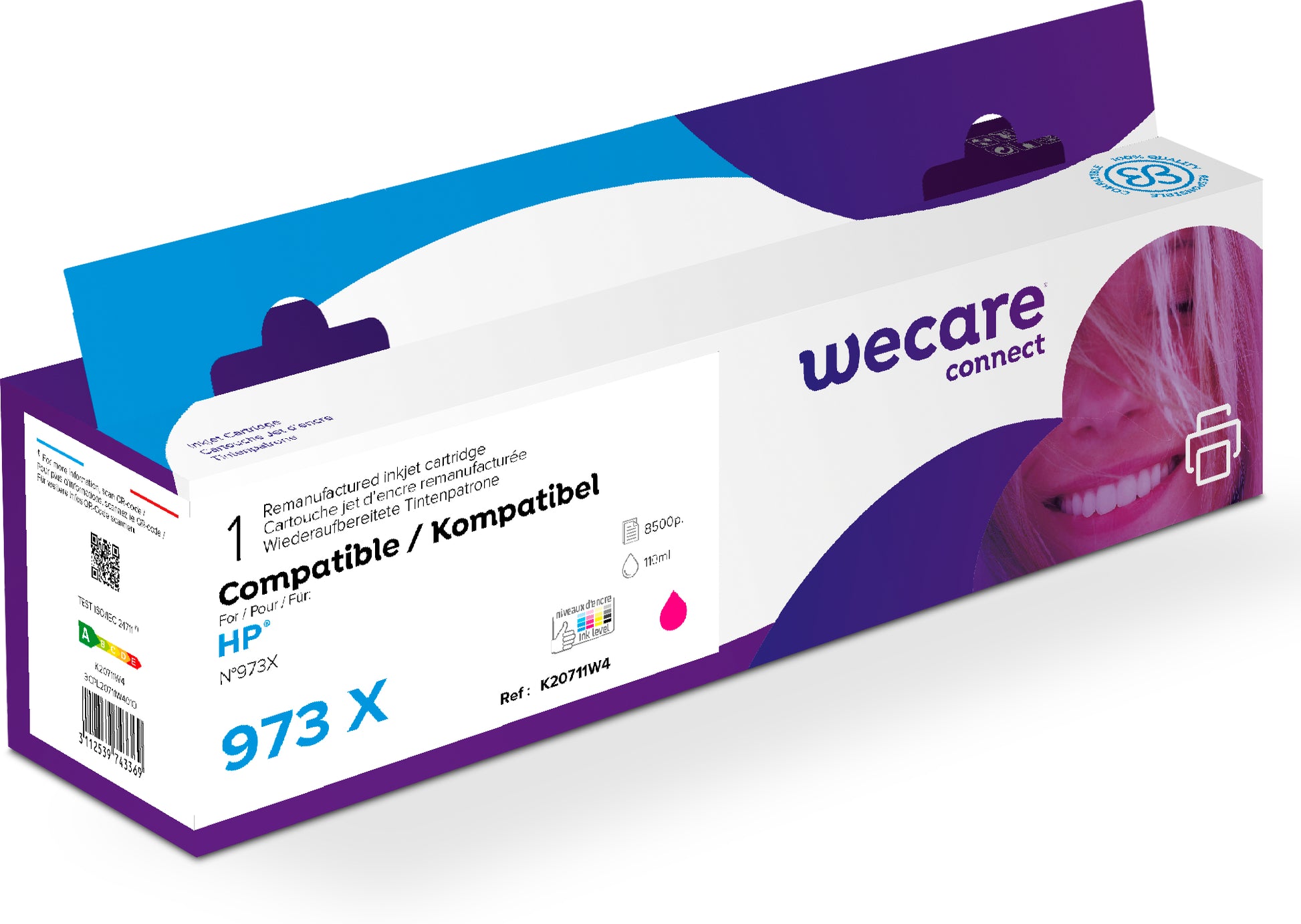 Wecare 973X Magenta Tintenpatrone (Kompatibel) – für HP PW Pro 452/477, 8500 S – F6T82AE
