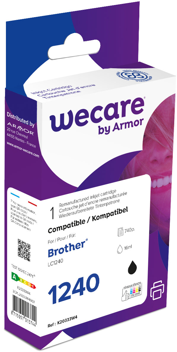 Wecare LC-1220BK Schwarz Tintenpatrone (Kompatibel) – 16 ml – für Brother DCP-J525W
