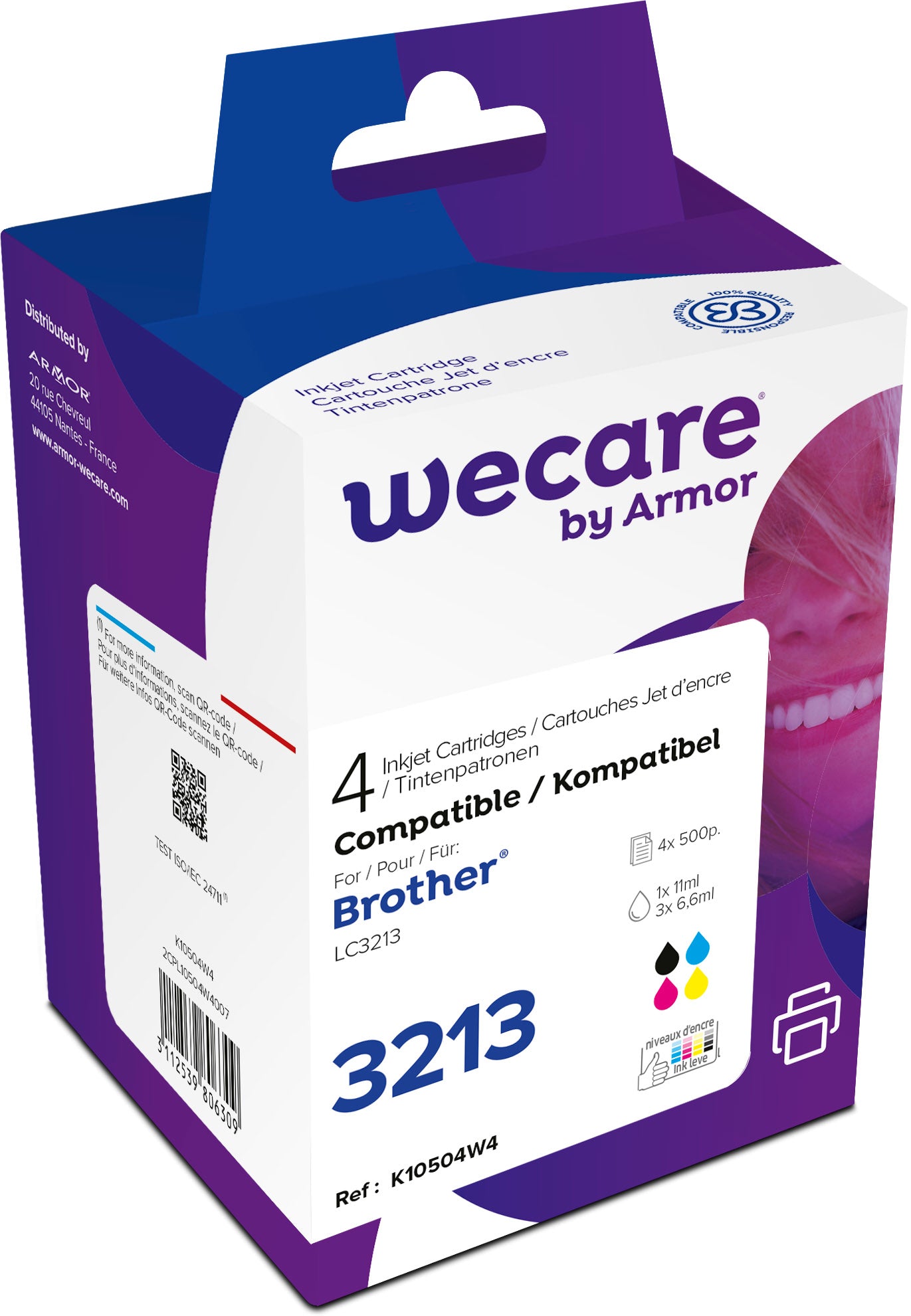 WECARE LC-3213V Tintenpatronen-Multipack, Schwarz/Cyan/Magenta/Gelb (Kompatibel) – für Brother DCP-J774