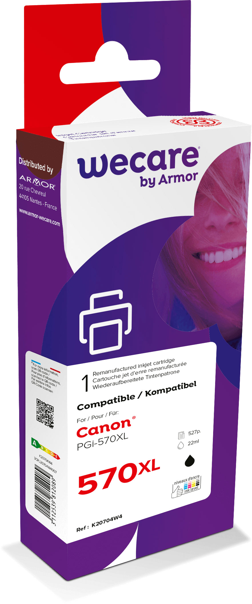 Wecare PGI570XLB Schwarz Tintenpatrone (Kompatibel) – 25 ml – für Canon PIXMA MG5750