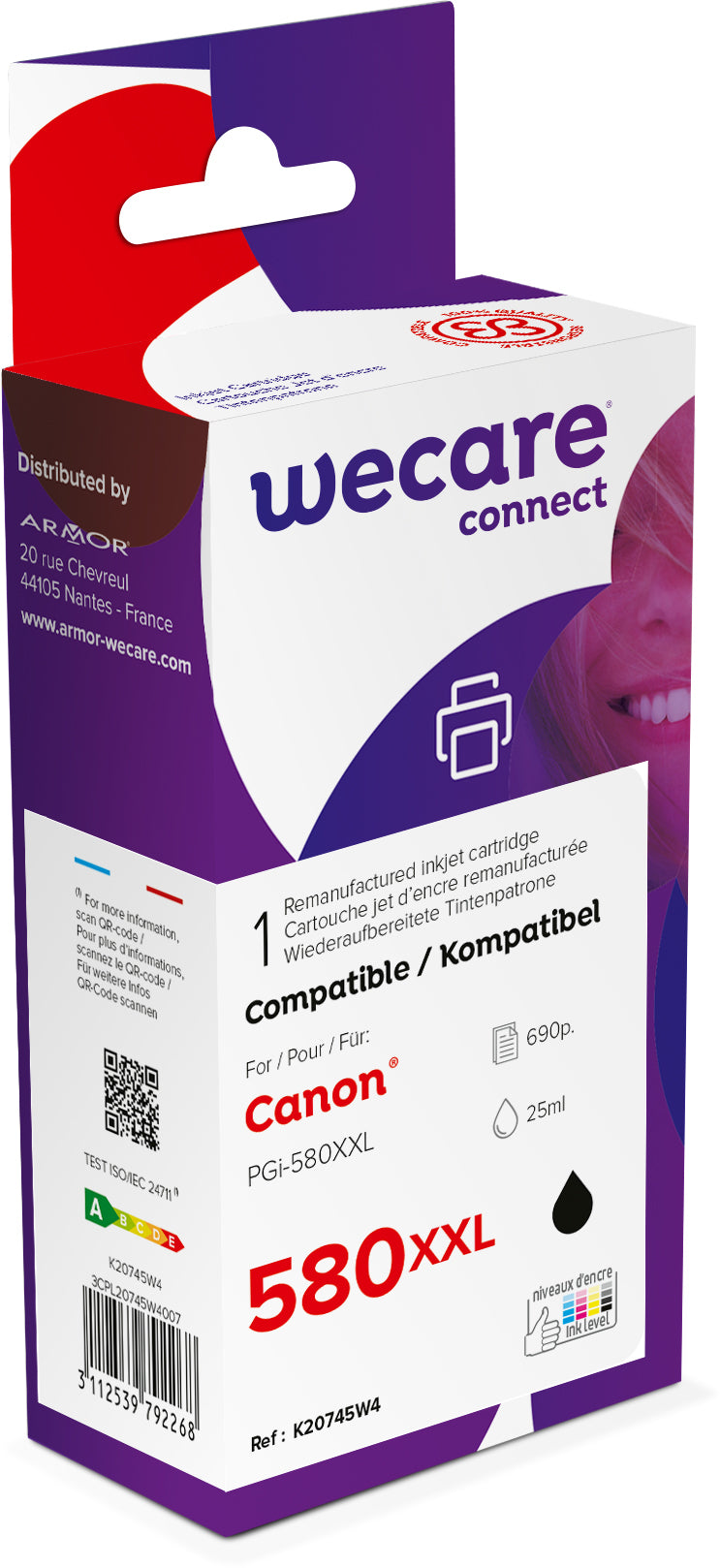 Wecare PGI580 Foto-Schwarz Tintenpatrone (Kompatibel) – 25 ml – für Canon Pixma TS6150 – PGI580XXL