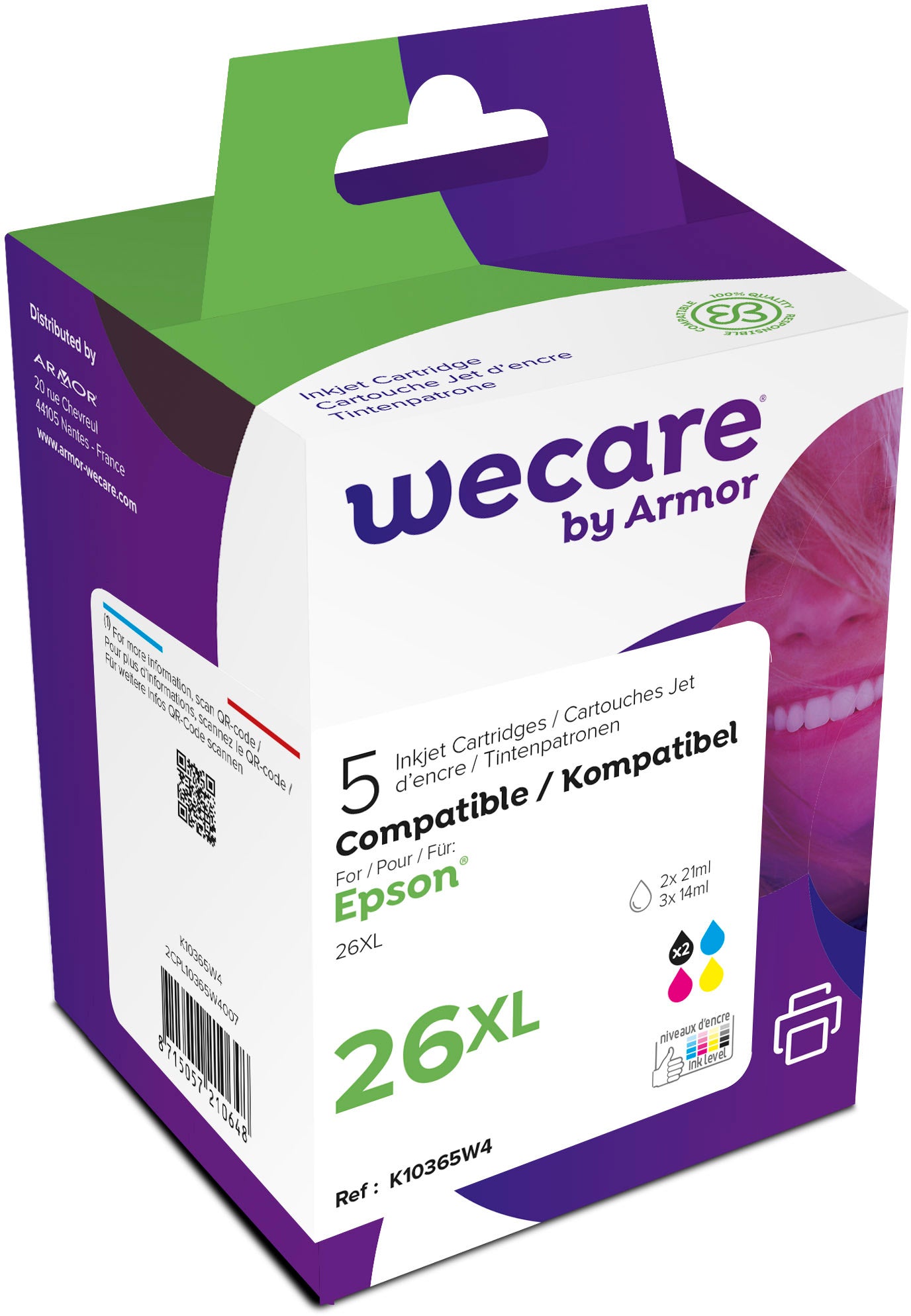 Wecare T261640 Tintenpatronen-Multipack, Schwarz/Cyan/Magenta/Gelb (Kompatibel) – für Epson XP700/800