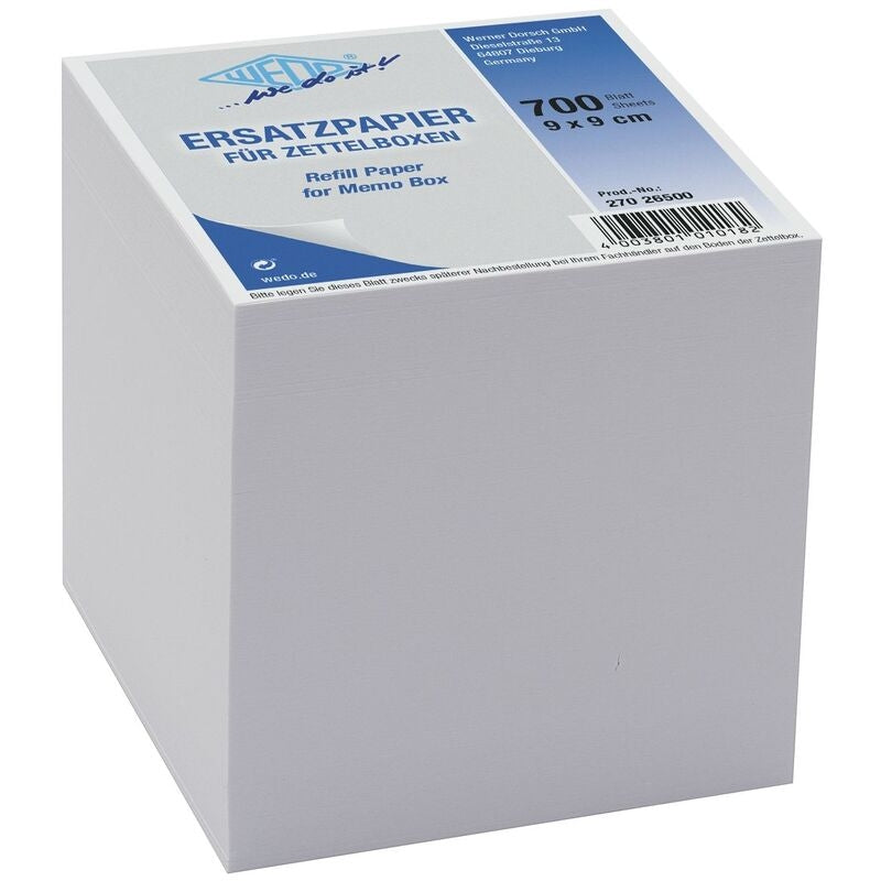 Wedo Ersatzzettel – 90 × 90 mm, 700 Blatt, 80 g/m², Weiss