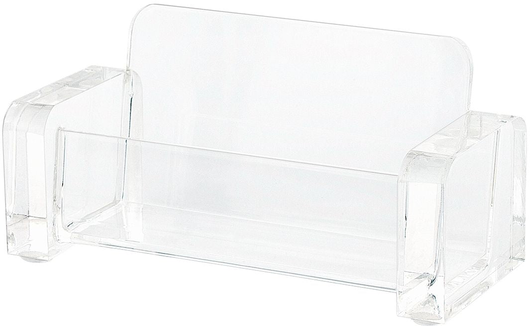 Wedo Visitenkartenhalter CRISTAL – Acryl, transparent, rutschfeste Füsse, 114 × 55 × 50 mm
