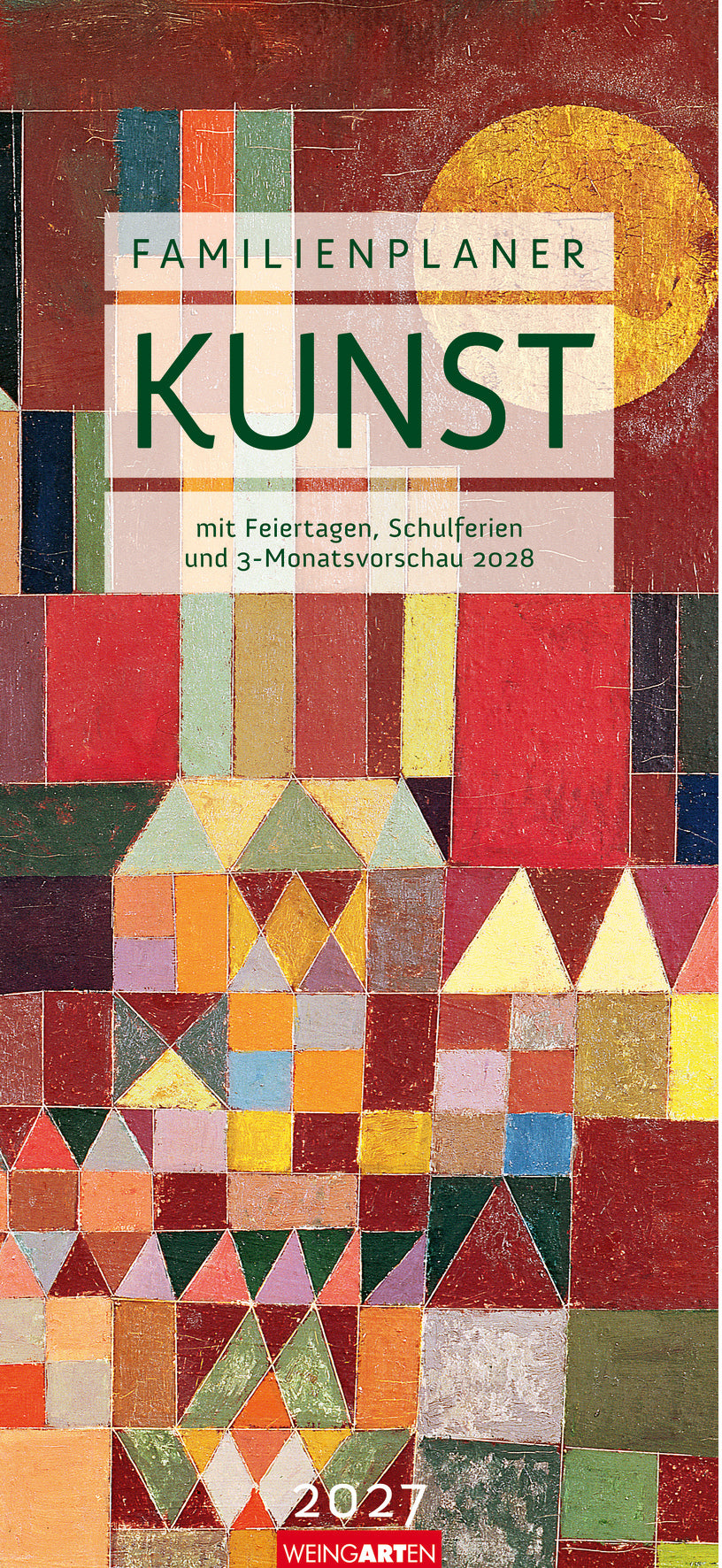 Weingarten Familienplaner, Monat, 2027, 22 × 48,5 cm, Hochformat, 5 Spalten