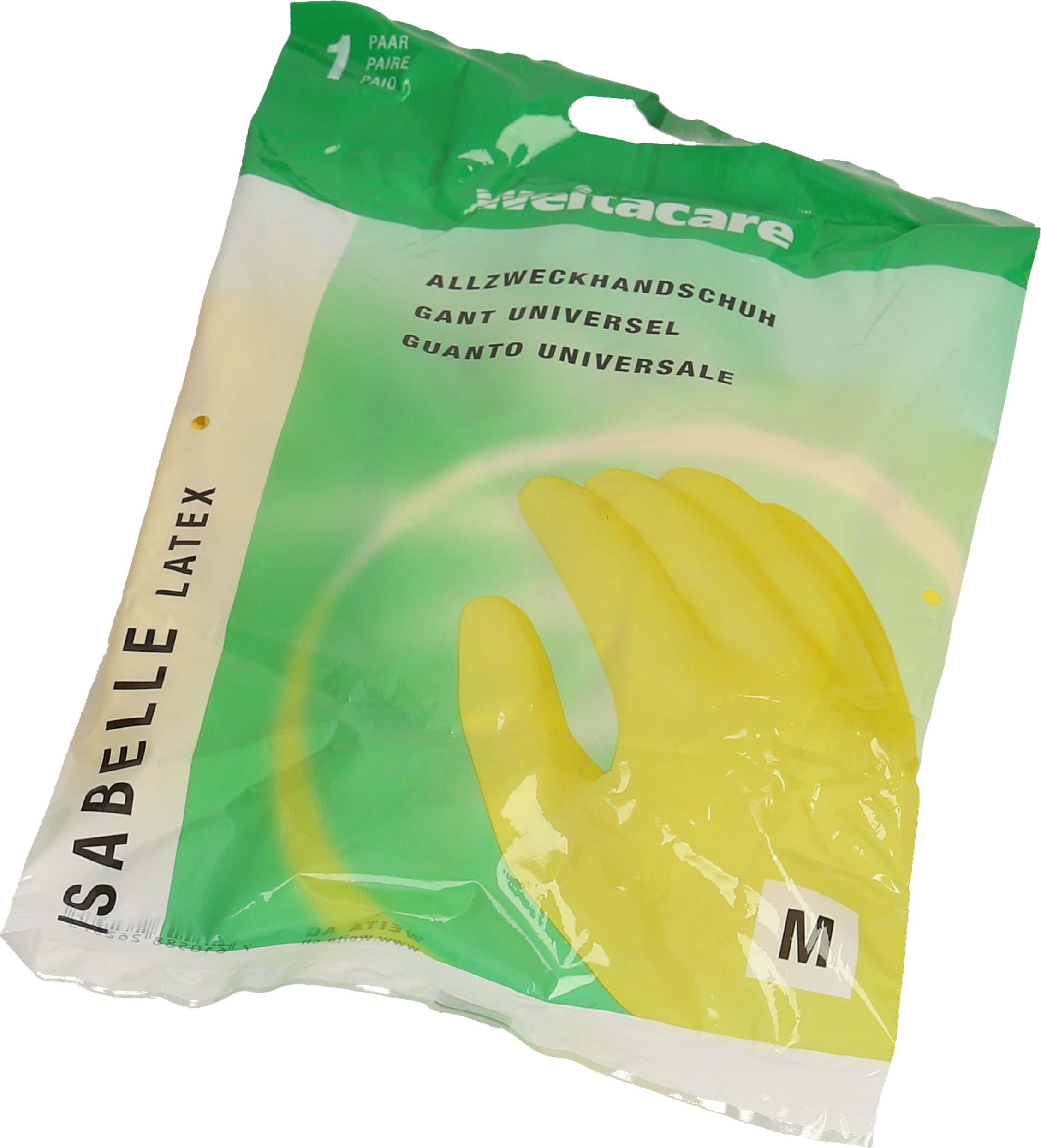 Weita Arbeitshandschuhe Allzweckhandschuh Latex – Gr. M – Gelb, 30 cm, velourisiert, antibakteriell