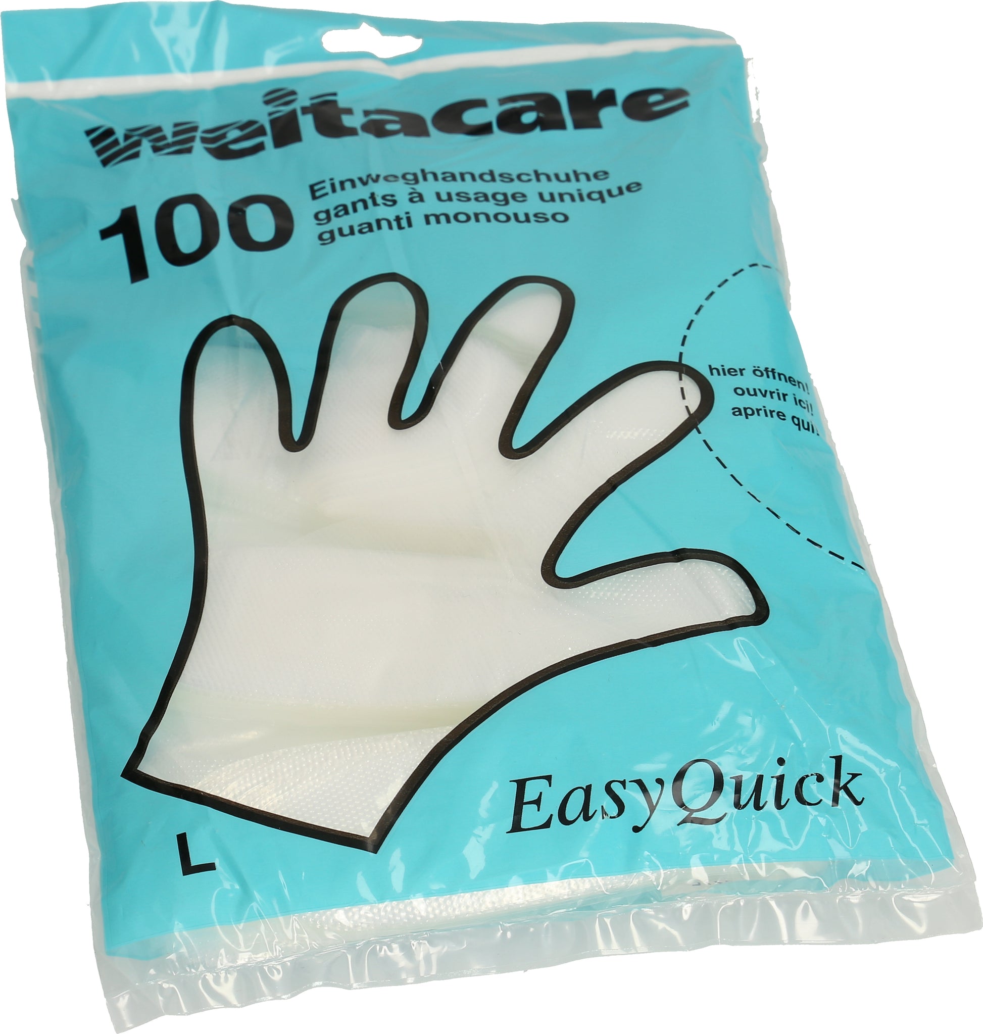 Weita Einweghandschuhe Polyethylen – 100 Stück – Transparent, genoppt, 25 µm, 24,5×30 cm