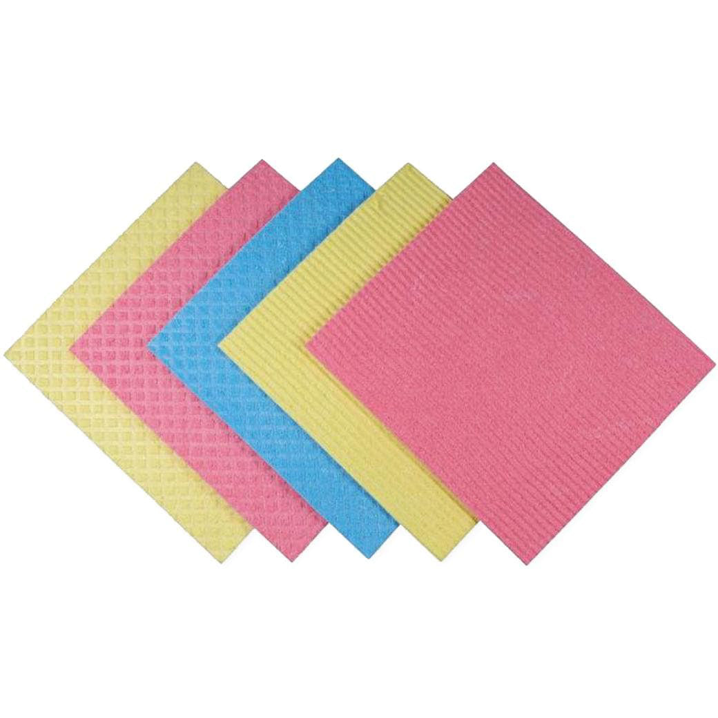 Weitaclean Schwammtuch – Zellulose, für Bad, Küche, 20,5 × 18,5 × 2 cm, mehrfarbig, 5 Stk.