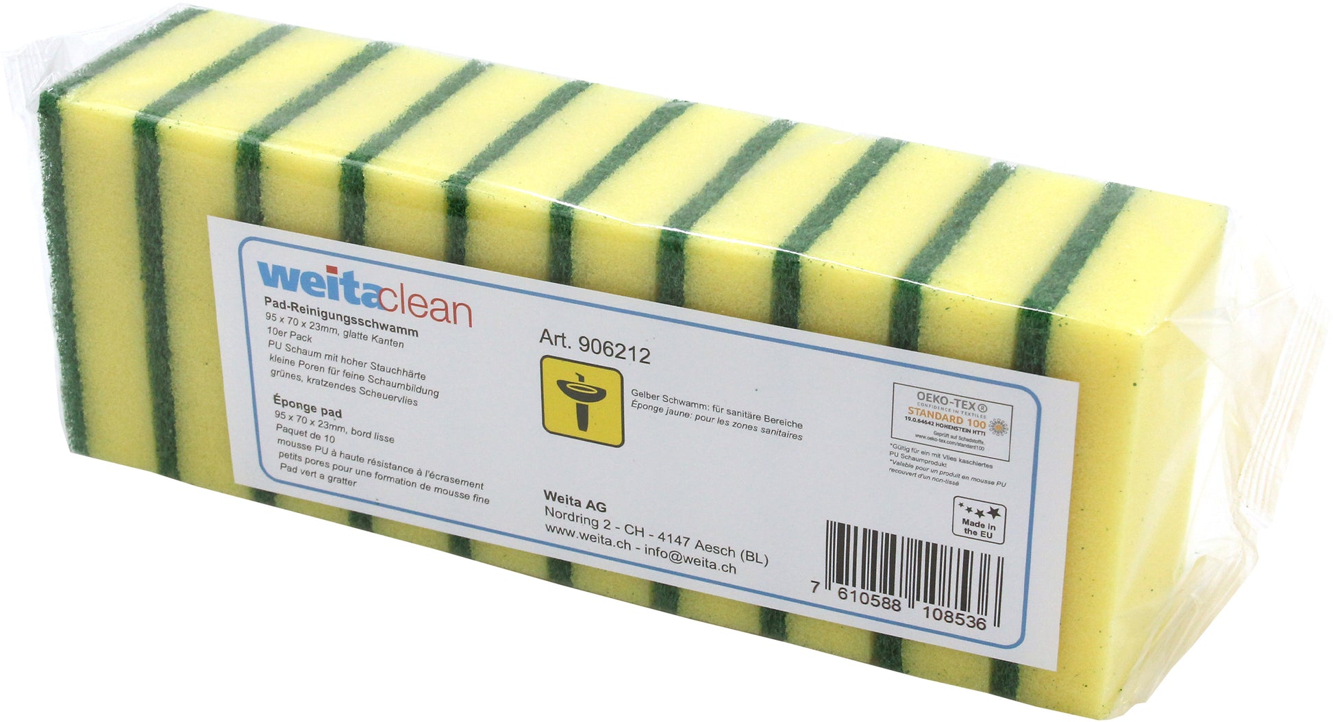 Weitaclean Kratzfreier Scheuerschwamm – 28 × 10 × 7 cm, gelb, 10 Stk.