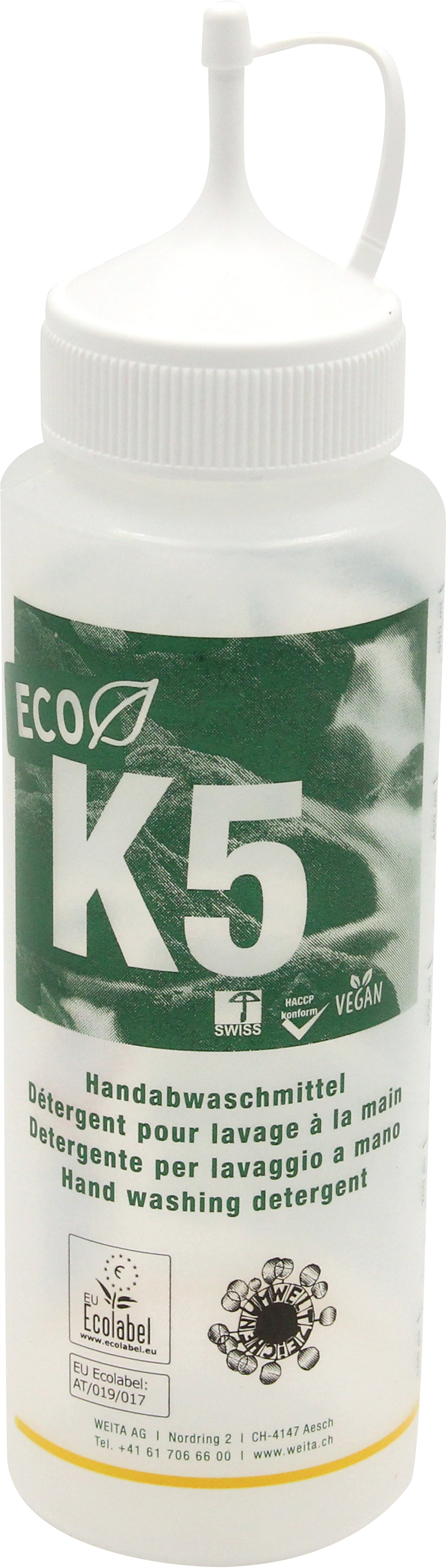 Weitaclean Handabwaschmittel 75486.143 K5 ECO – 500 ml – Leere Flasche – 65 × 65 × 255 mm – 60 g