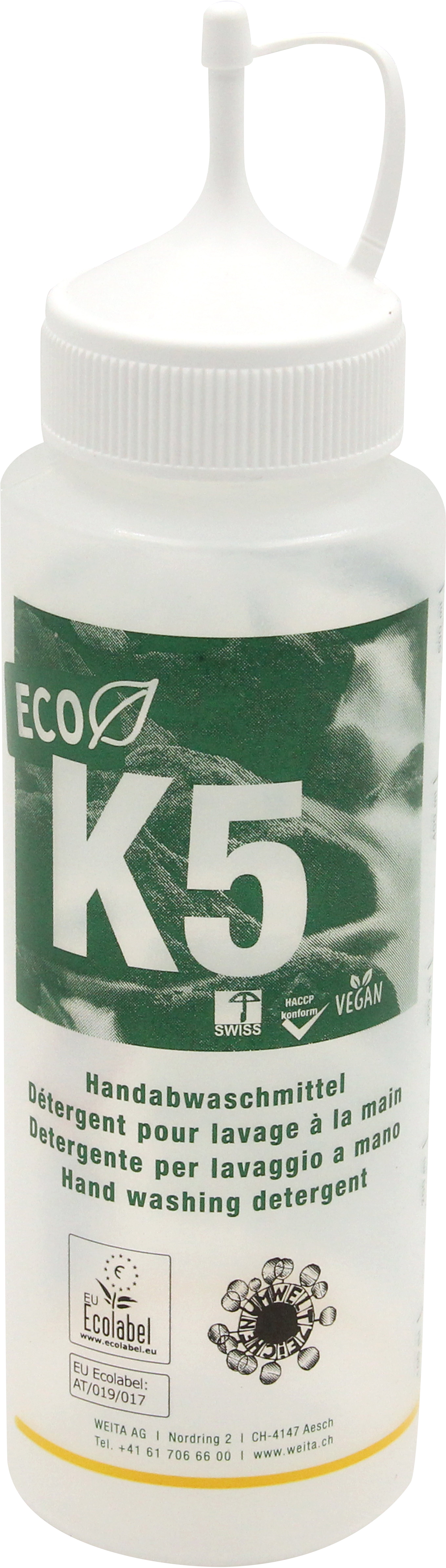Weitaclean Handabwaschmittel 75486.143 K5 ECO – 500 ml – Leere Flasche – 65 × 65 × 255 mm – 60 g