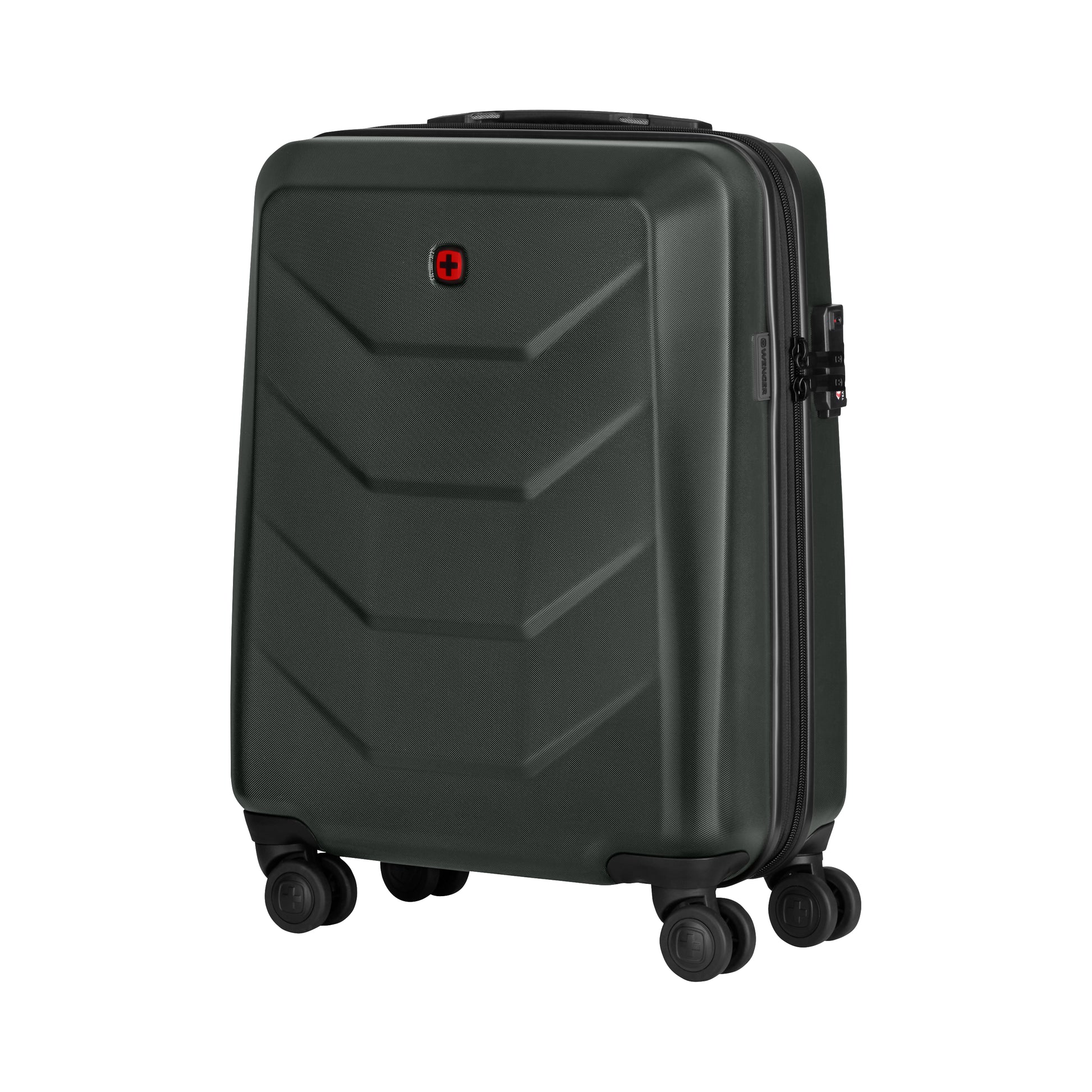 Wenger/SwissGear Wenger Prymo – Trolley Hartschale, 36 l, Handgepäck geeignet, 4 Doppelrollen, TSA-Schloss, Anthrazit