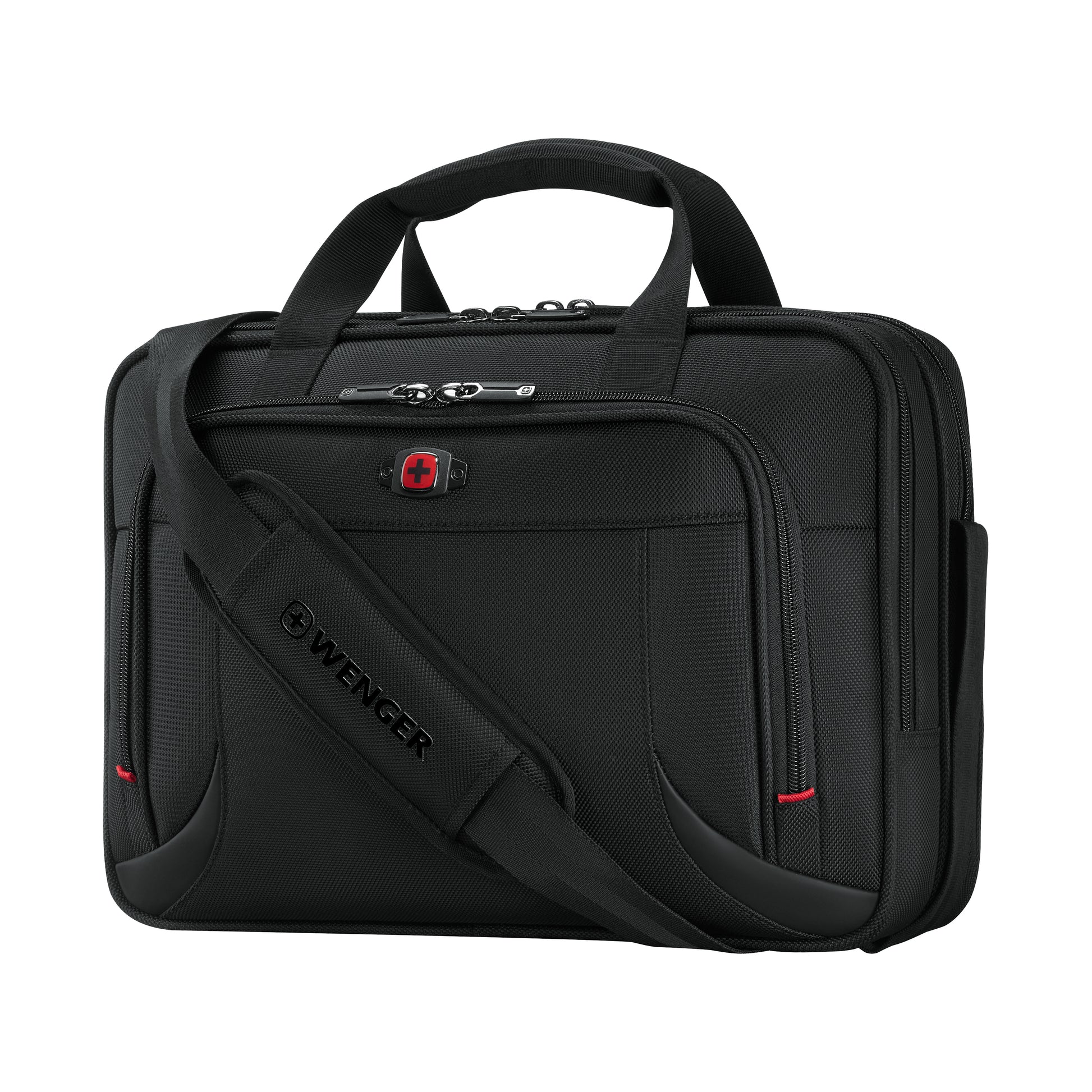 Wenger/SwissGear Wenger Prospectus Notebook-Tasche bis 14" – Gepolstertes Laptop-Fach, Trolley-Riemen – Schwarz