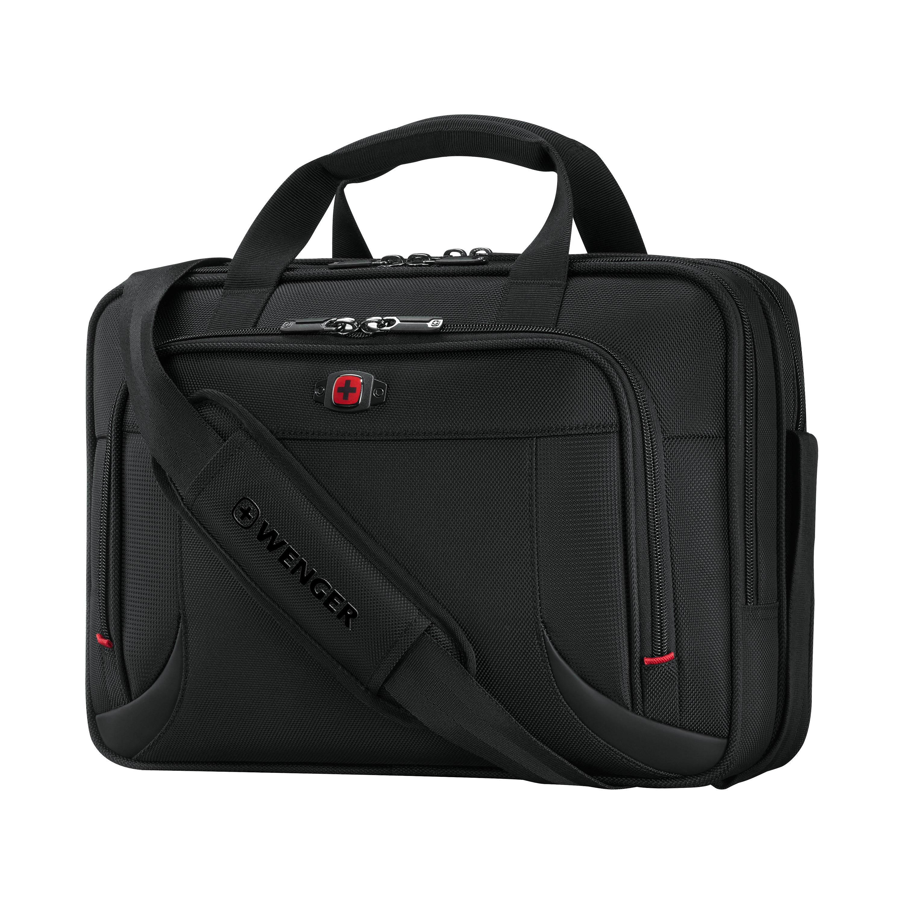 Wenger/SwissGear Wenger Prospectus Notebook-Tasche bis 14" – Gepolstertes Laptop-Fach, Trolley-Riemen – Schwarz