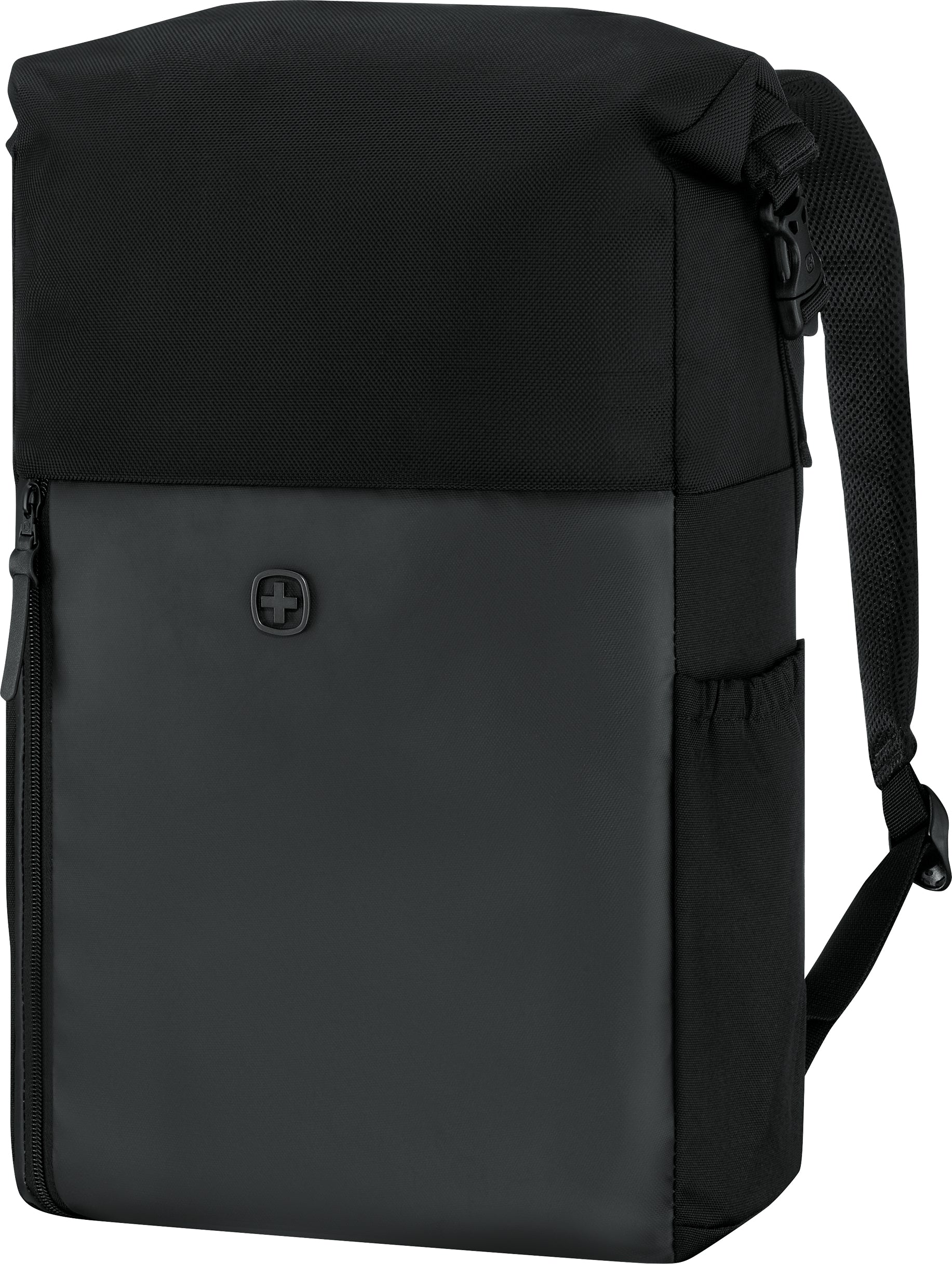 Wenger/SwissGear Wenger UrbanOne Notebook-Rucksack – für 15,6", Roll-Top, wasserabweisend, rPET-Polyester – Schwarz