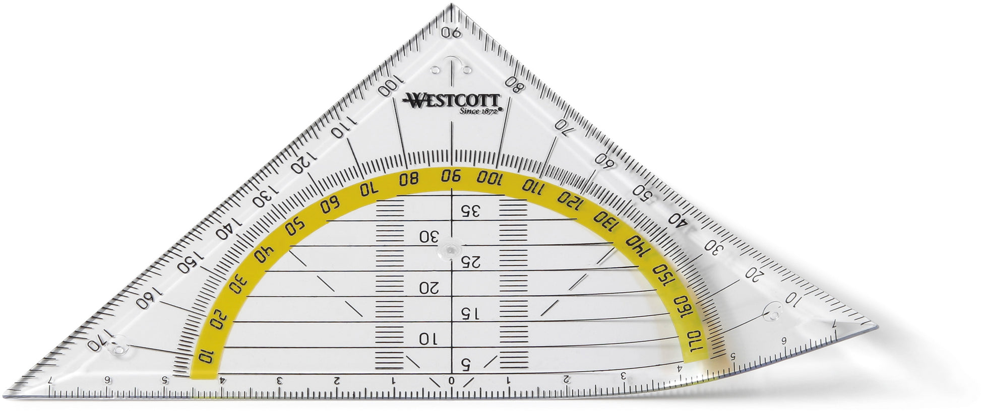 Westcott Geodreieck, 18,6 cm – flexibel, unzerbrechlich, mit Tuschnoppen – Kunststoff