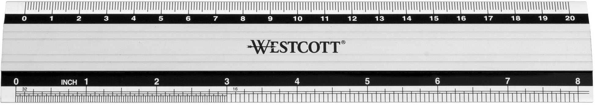 Westcott Lineal – Aluminium – 22,3 cm – Skala cm/"
