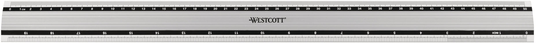 Westcott Lineal – Aluminium – 52,1 cm – Skala cm/" – Silber