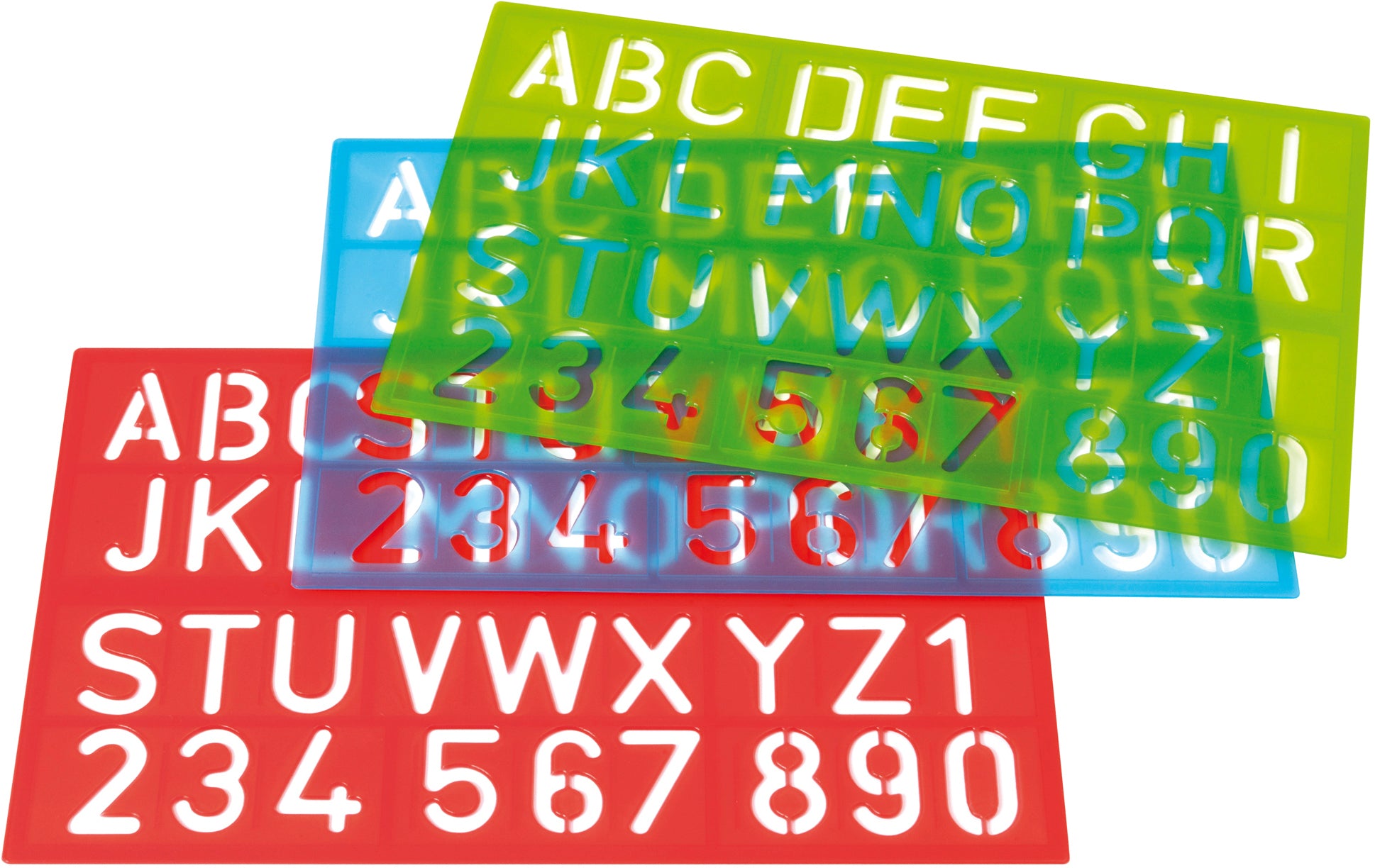Westcott Schriftschablone, 37,4 × 21,9 cm, Kunststoff, Blau/Rot/Grün, E-1060000