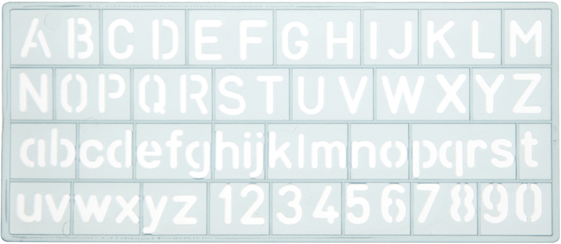 Westcott Schriftschablone, 19,6 × 7,1 cm, Schrifthöhe 10 mm, Kunststoff, transparent, E-1061000
