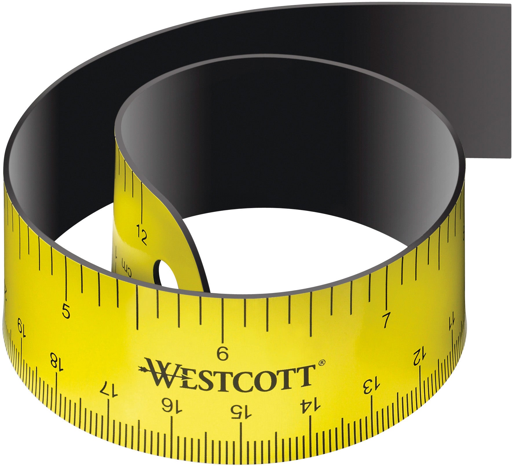Westcott Lineal – 30 cm – facettiert, flexibel, magnetisch – Skala cm/″ – schwarz/gelb
